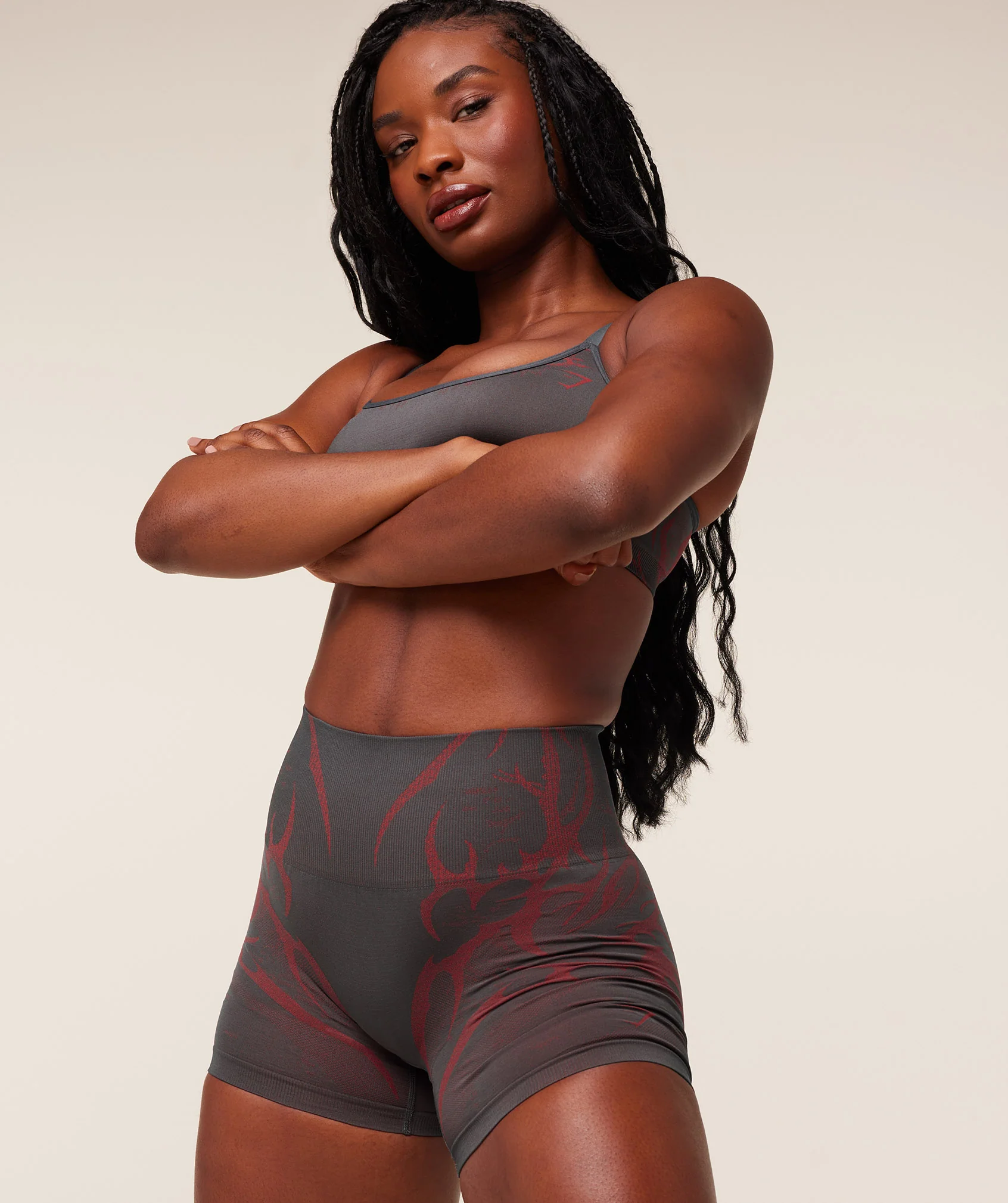 Gymshark Storm Seamless Sports Bra - GS Dark Grey/GS Zesty Red - Image 5