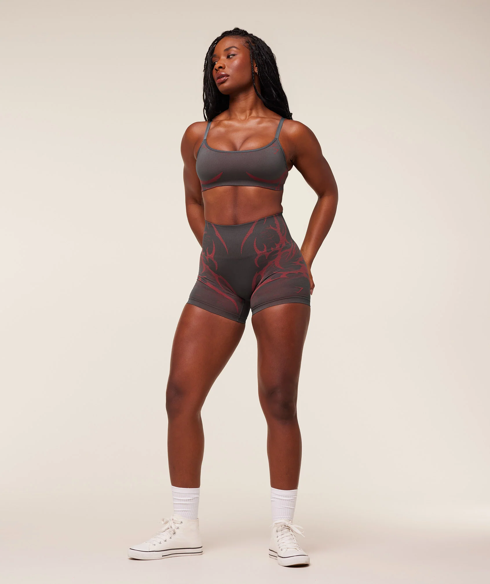 Gymshark Storm Seamless Sports Bra - GS Dark Grey/GS Zesty Red - Image 6