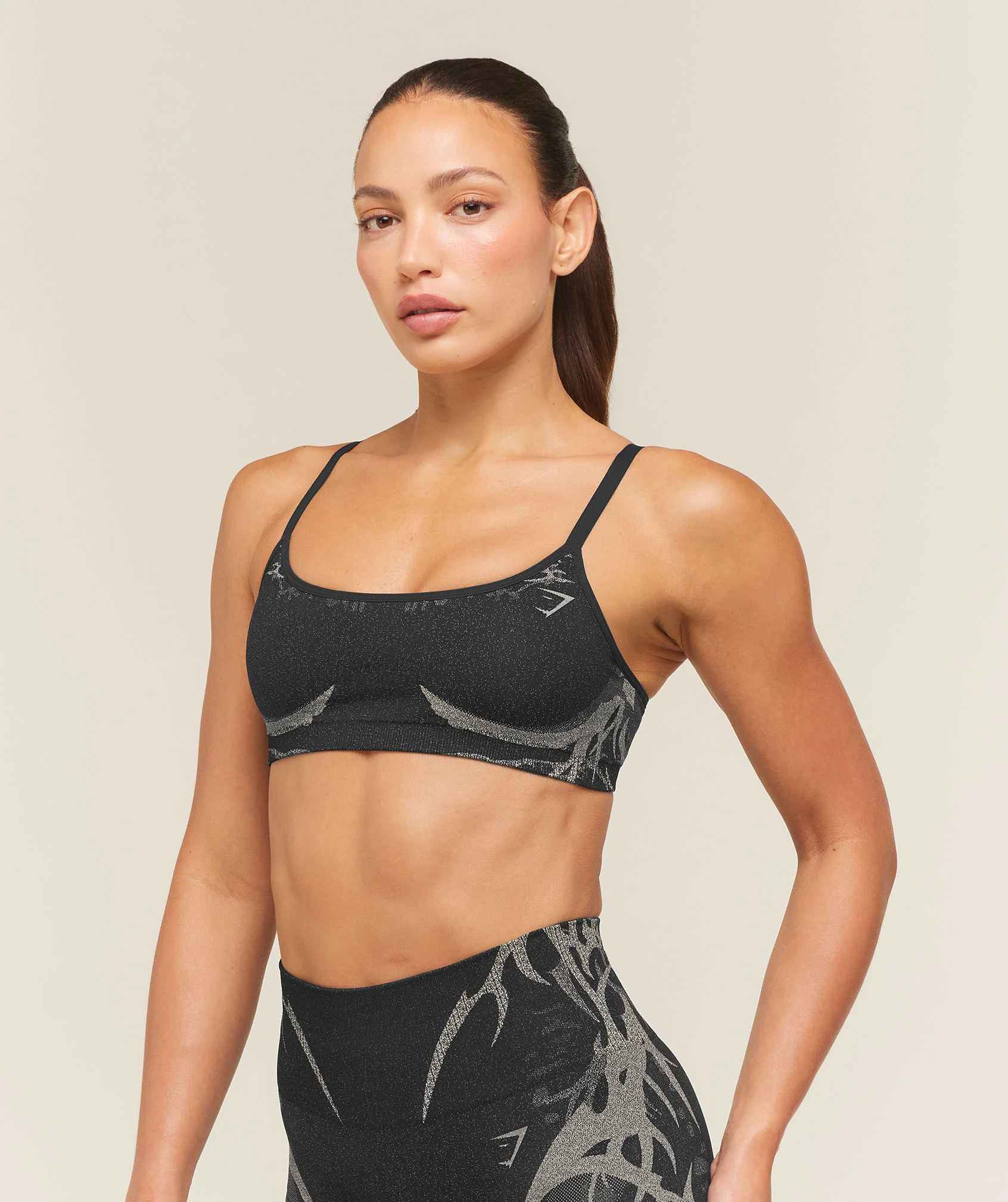 Gymshark Storm Seamless Sports Bra - Black/Tinted White - Image 3