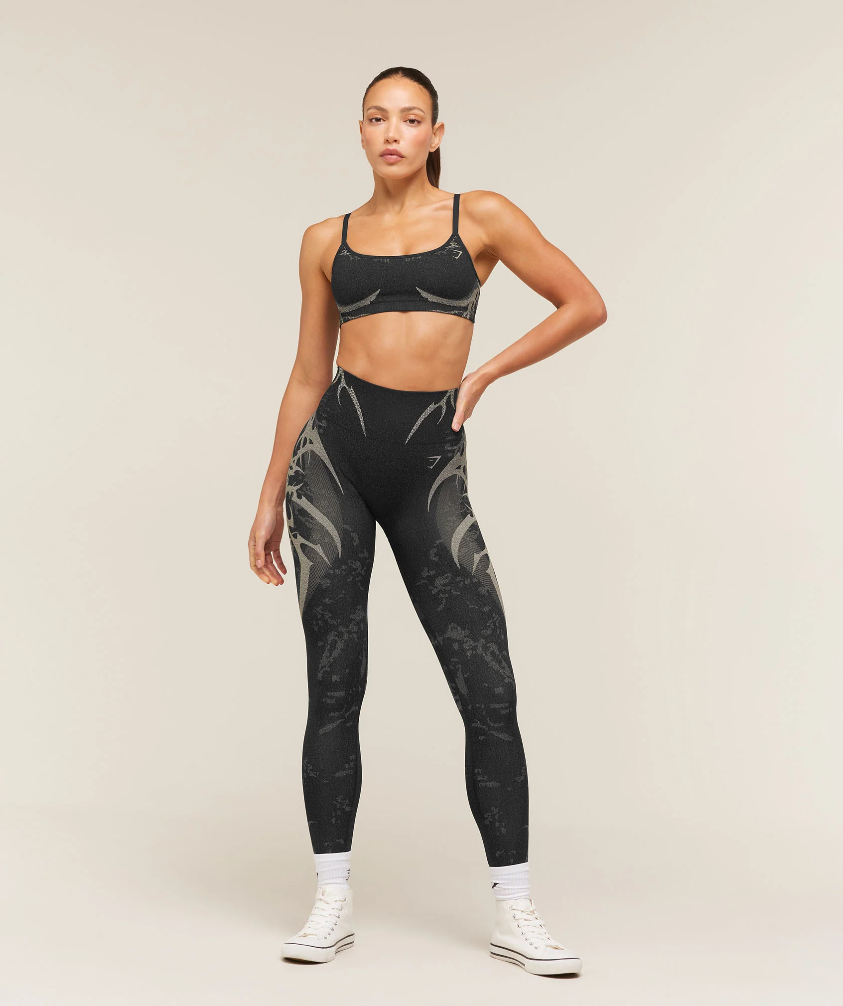 Gymshark Storm Seamless Sports Bra - Black/Tinted White - Image 4