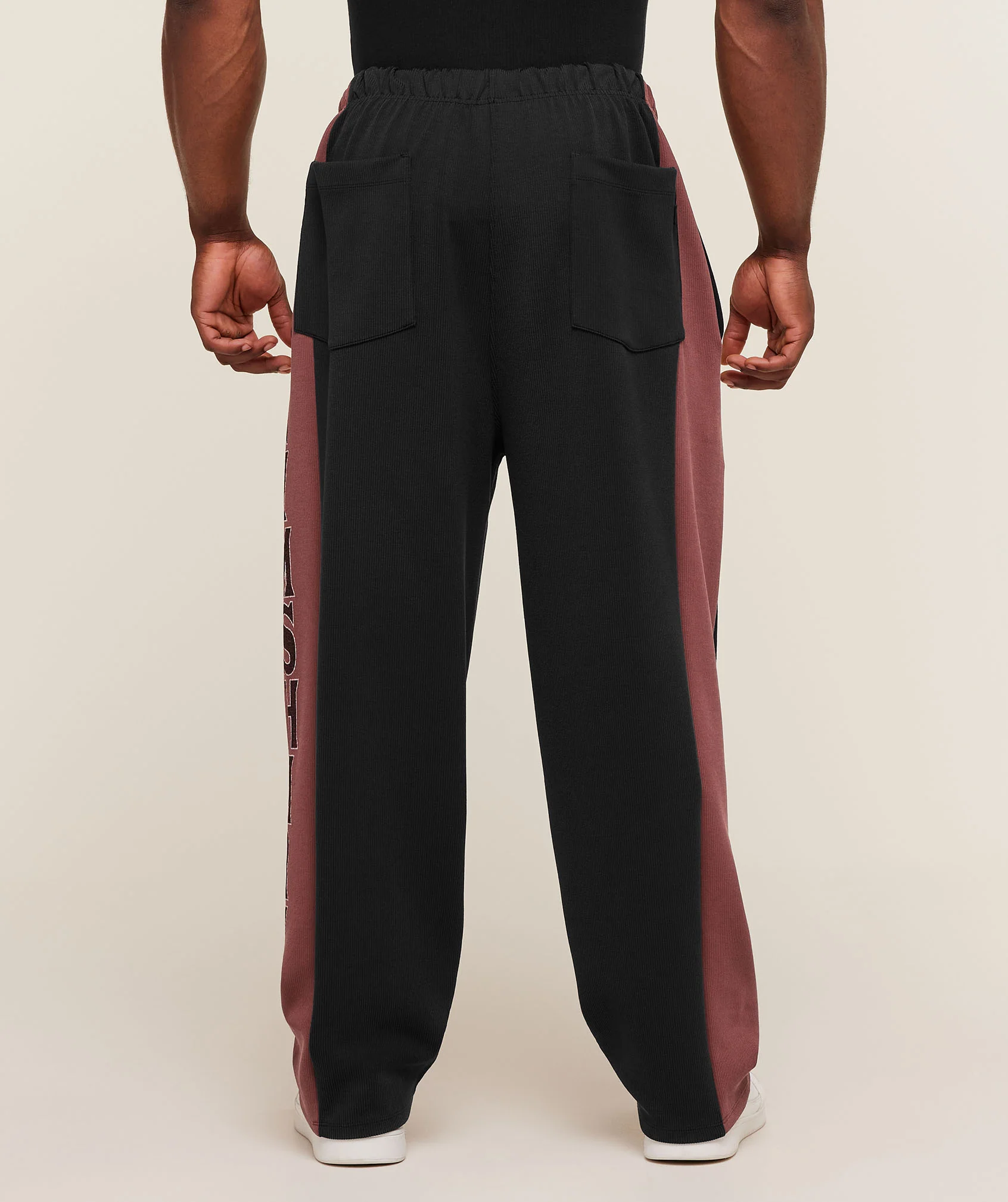 Gymshark Bodybuilding Straight Leg Tracksuit Pants - Black/Burgundy Brown - Image 3