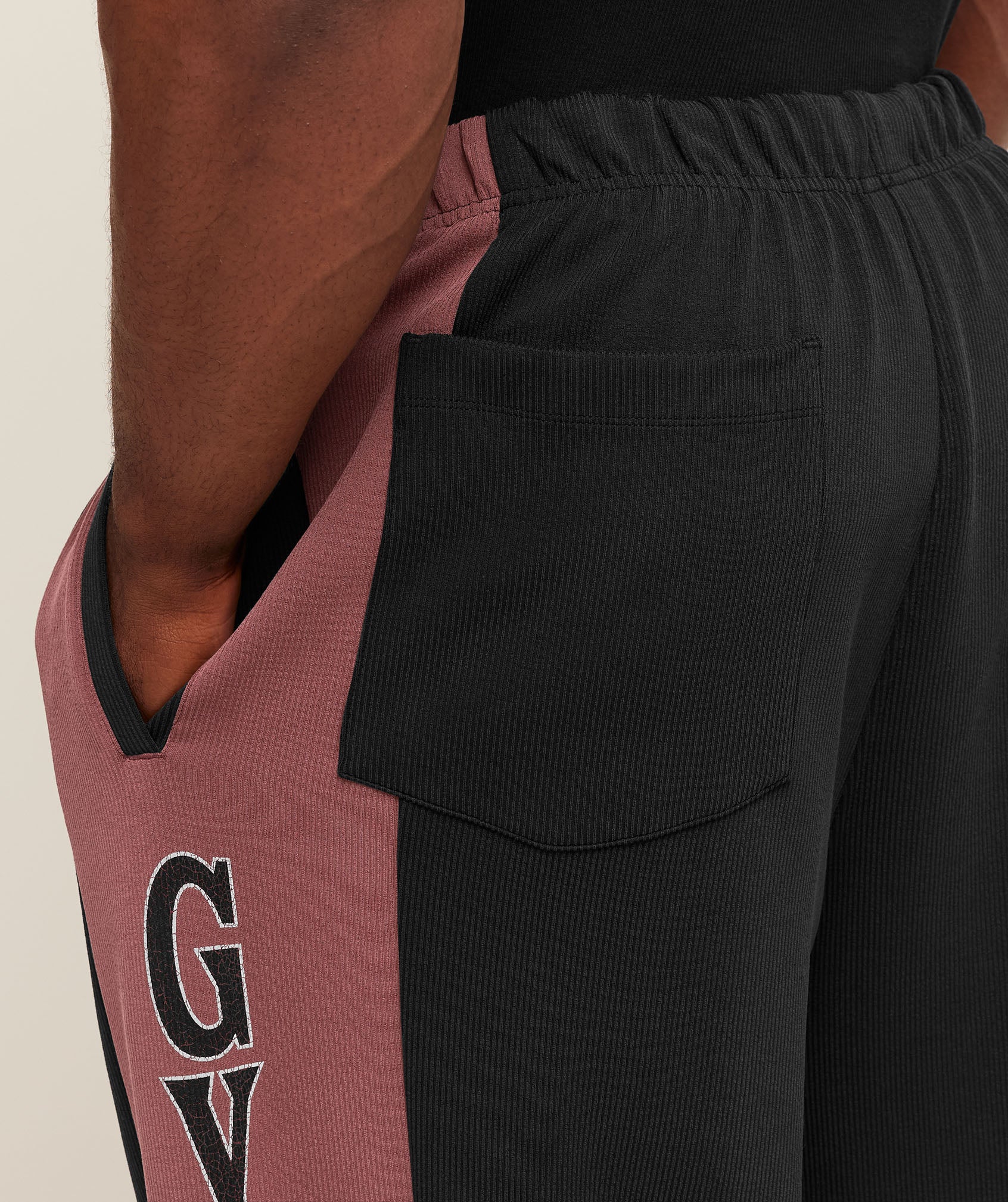 Gymshark Bodybuilding Straight Leg Tracksuit Pants - Black/Burgundy Brown - Image 4