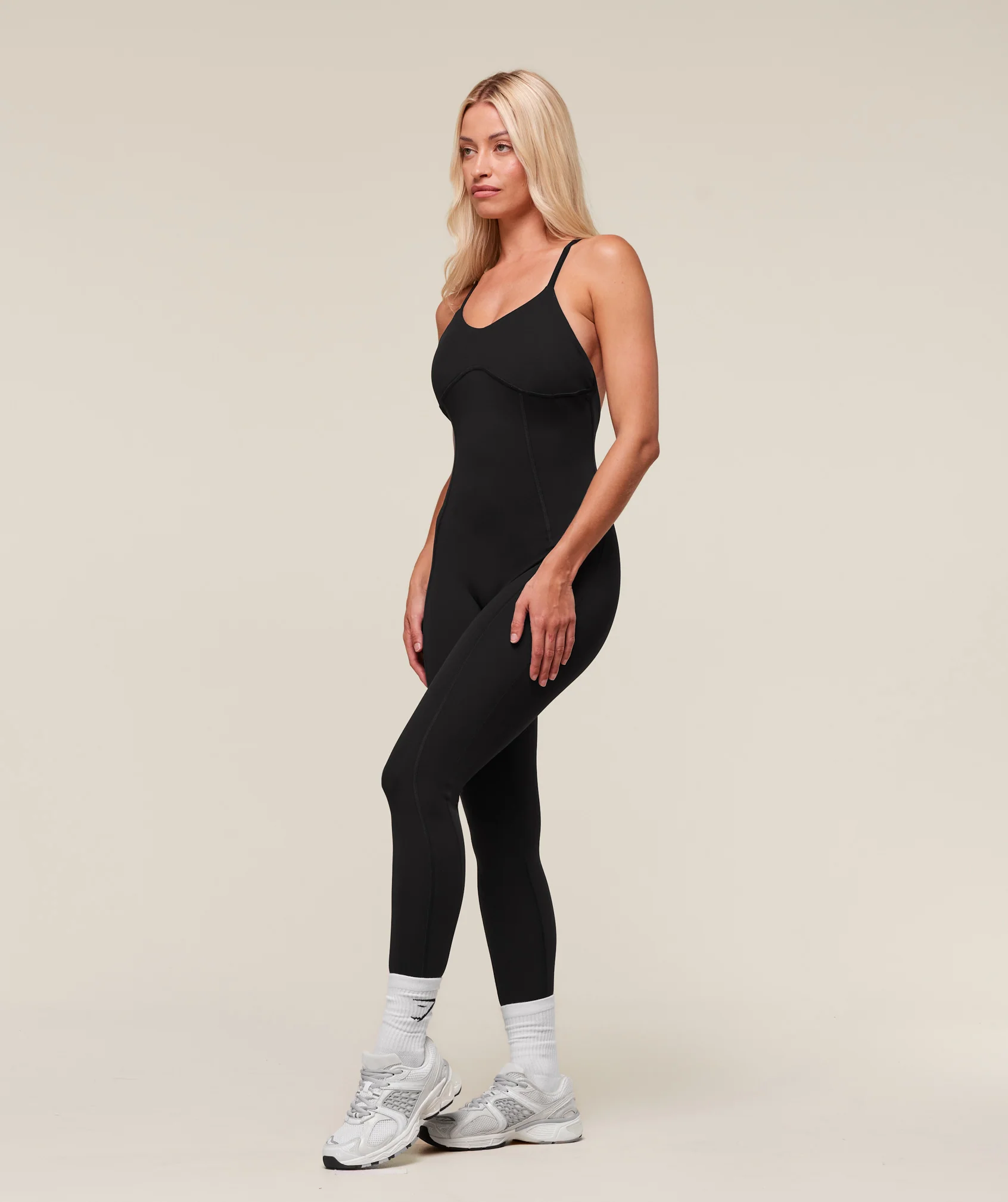 Gymshark Strappy All in One Full Length - Black/White - Image 3