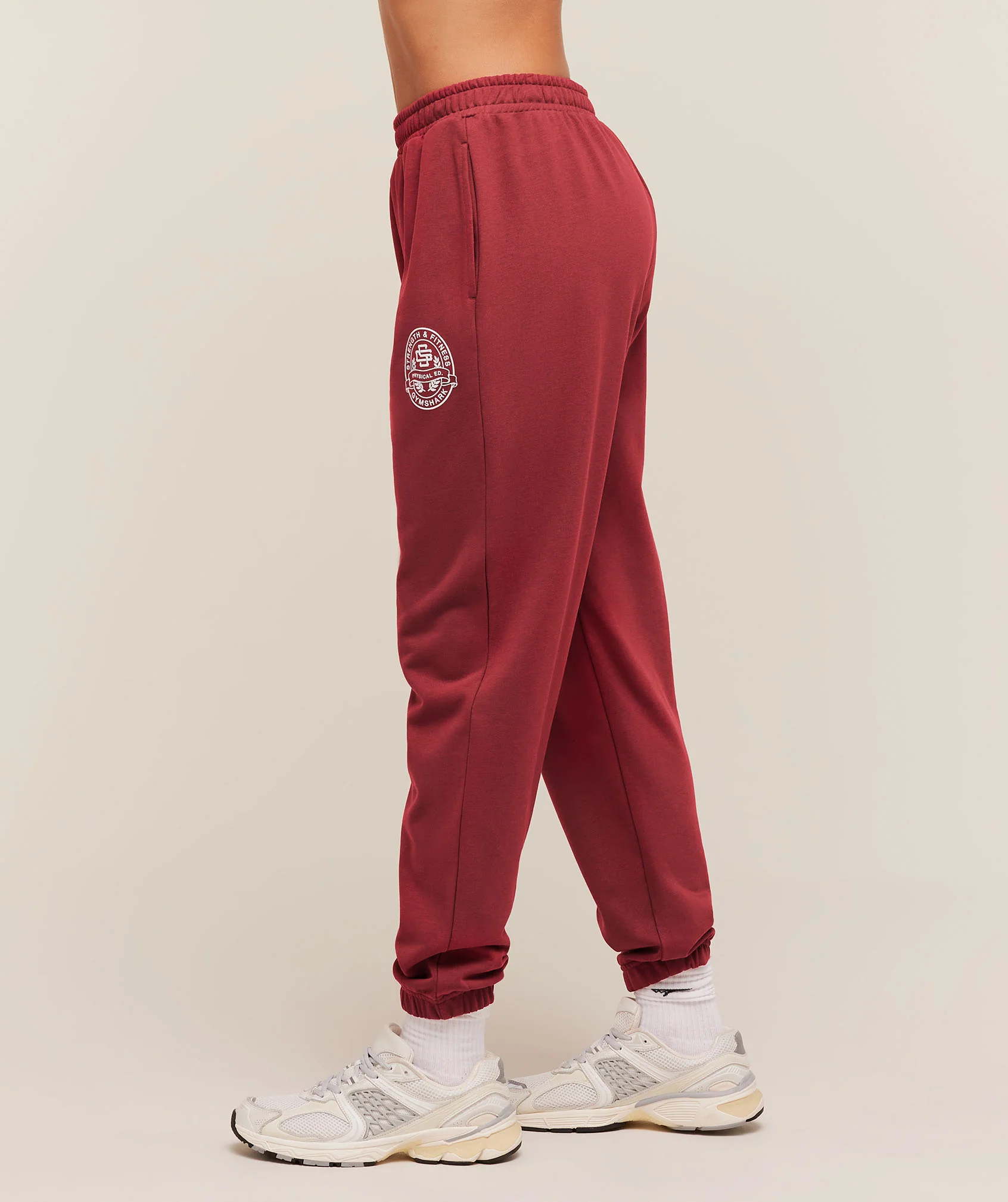 Gymshark Strength and Fitness Crest Graphic Joggers - Athletic Burgundy - Image 3