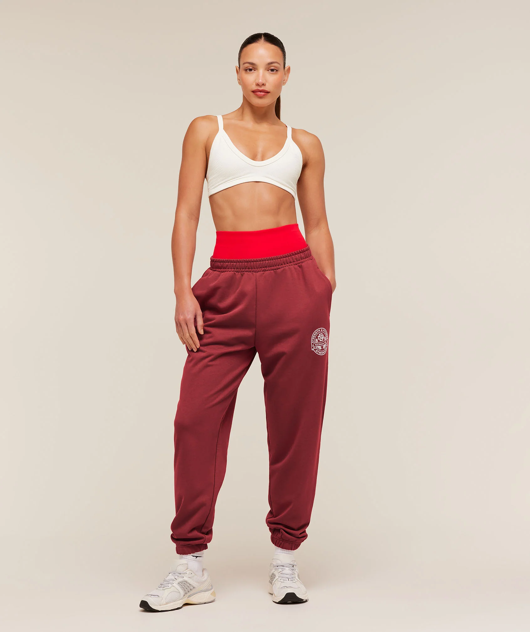 Gymshark Strength and Fitness Crest Graphic Joggers - Athletic Burgundy - Image 4
