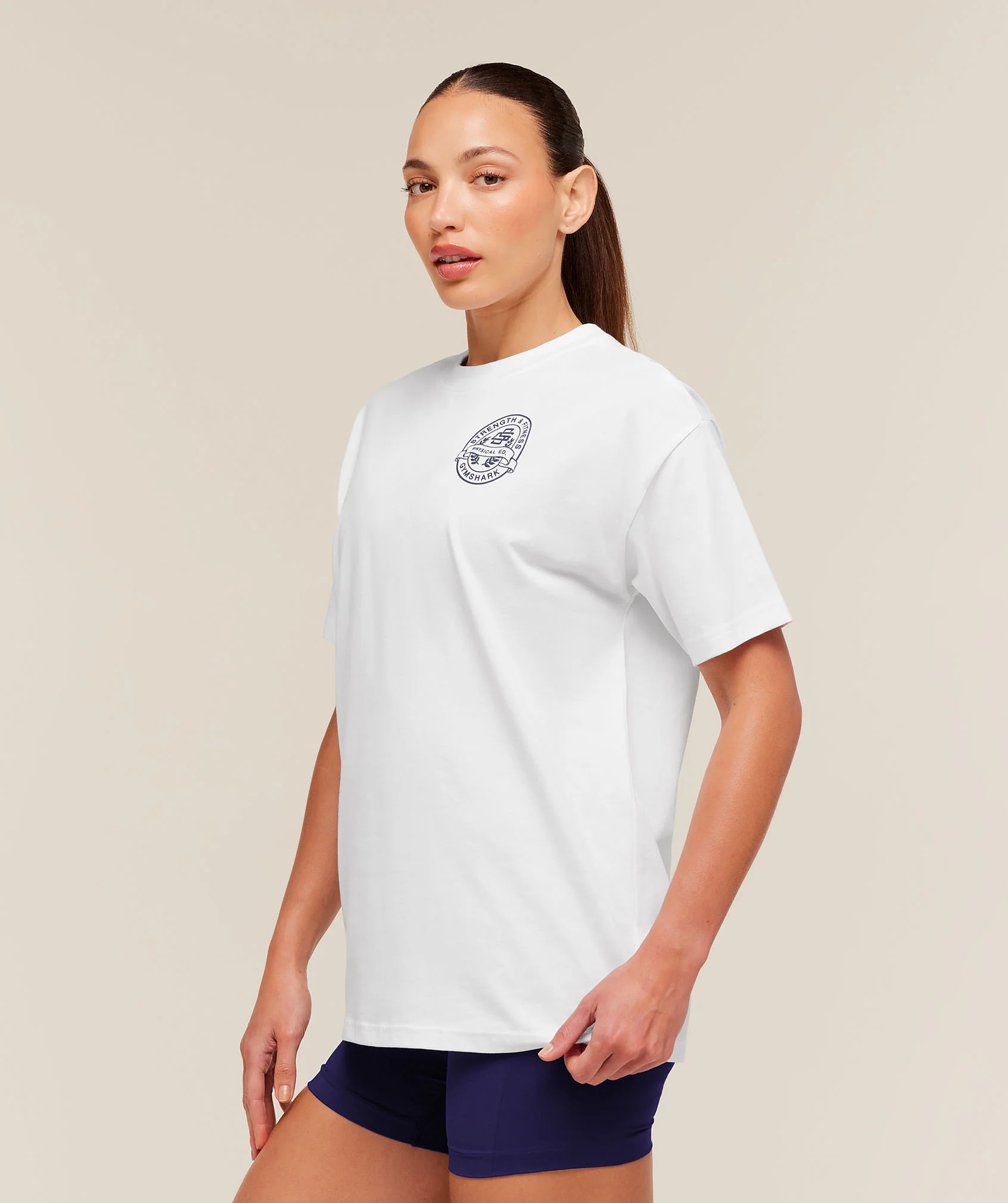 Gymshark Strength and Fitness Crest Graphic T-Shirt - White - Image 3
