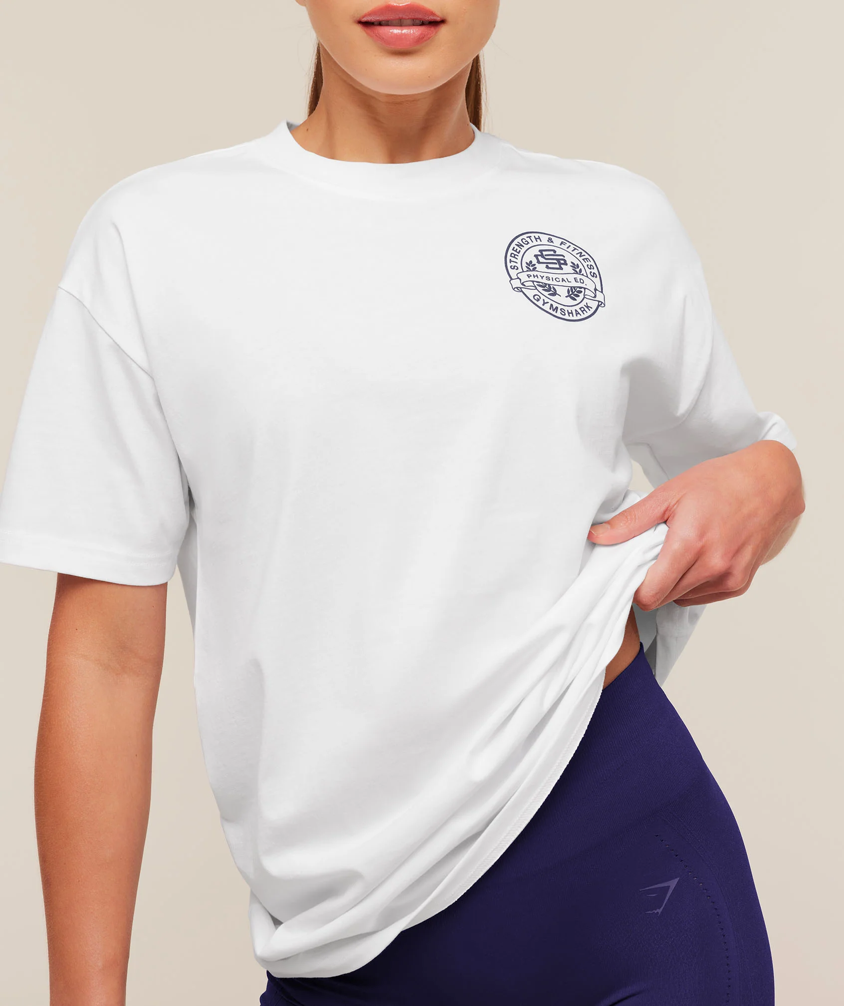 Gymshark Strength and Fitness Crest Graphic T-Shirt - White - Image 5