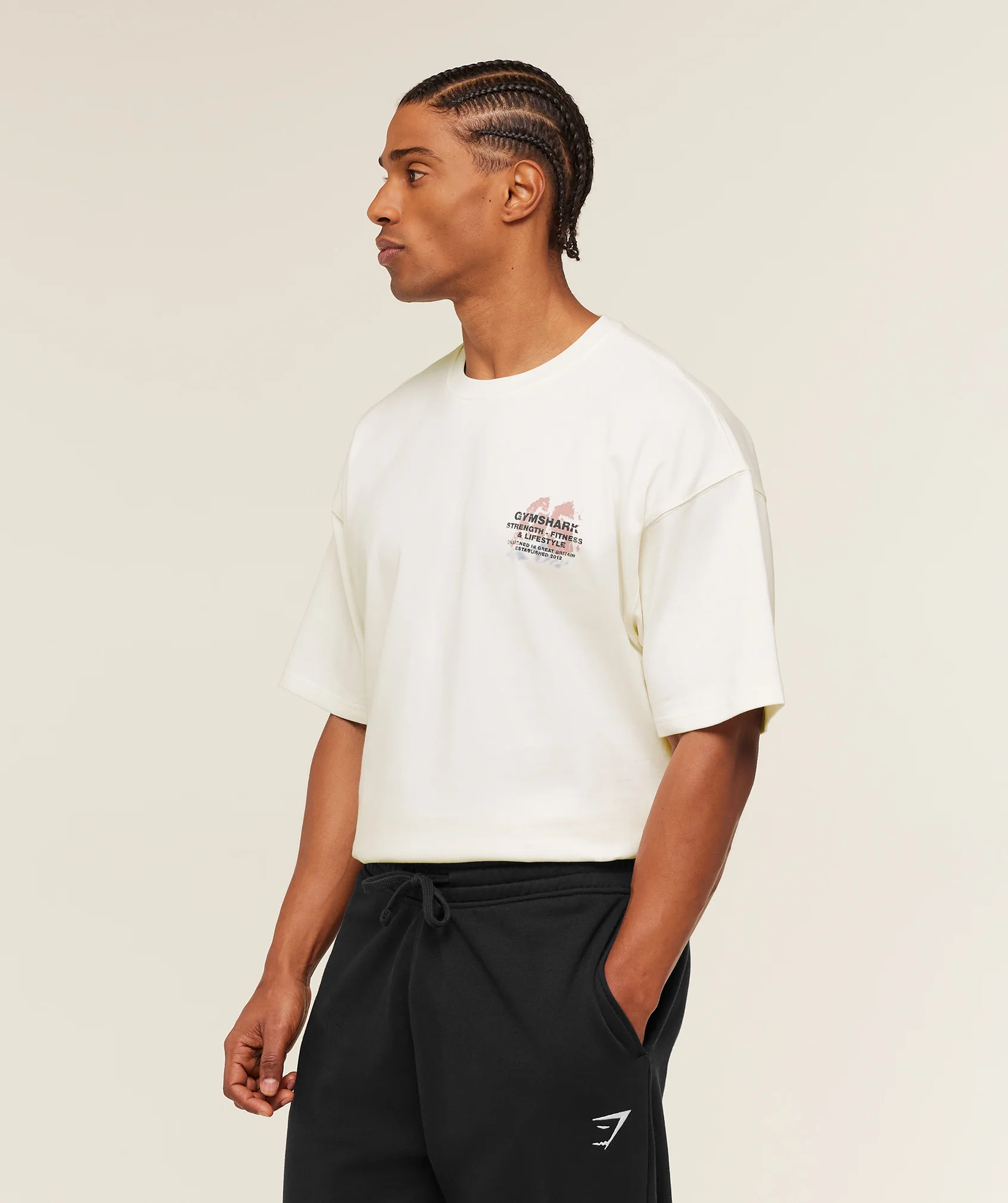 Gymshark Strength Fitness & Lifestyle Graphic T-Shirt - Soft White - Image 3