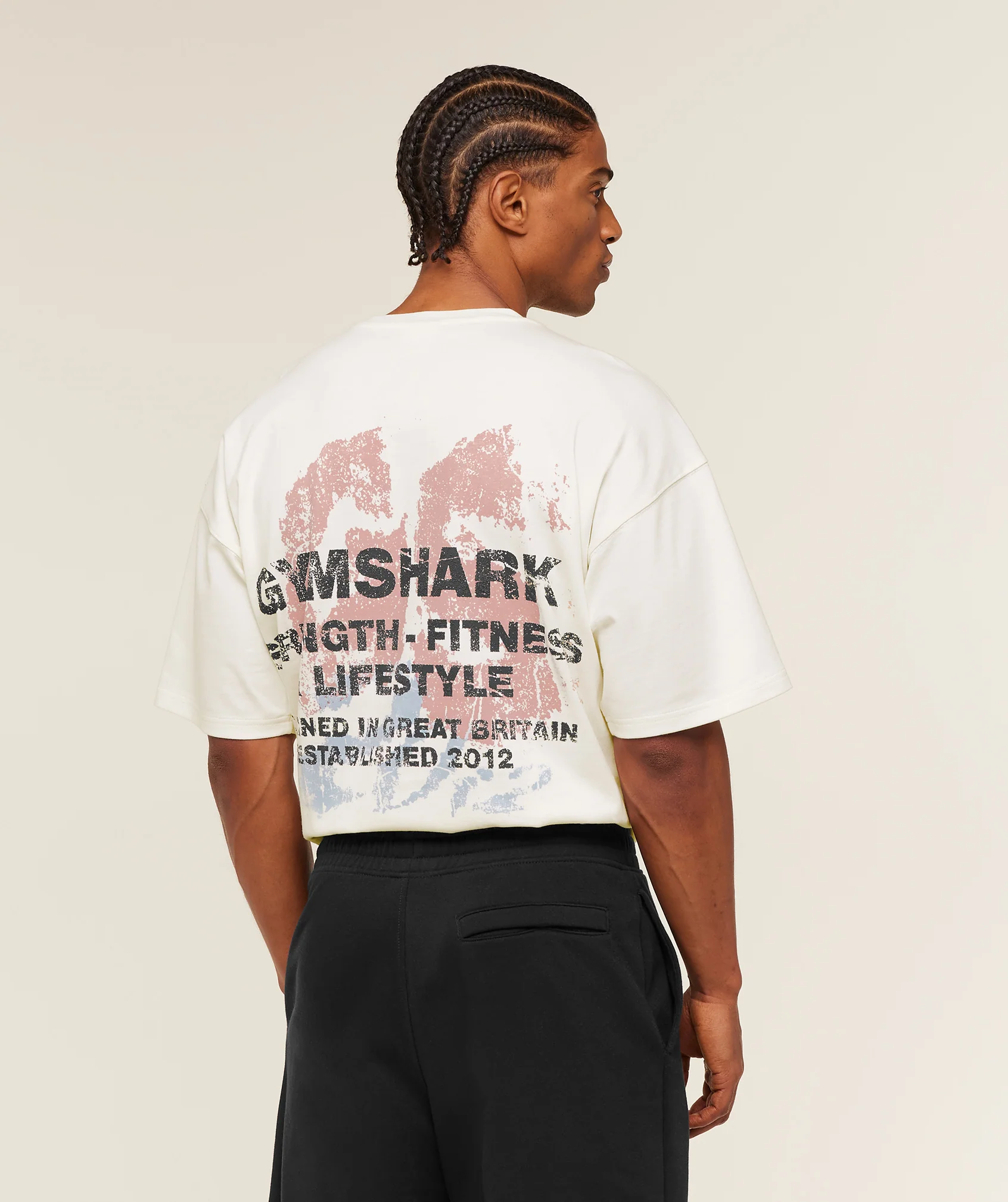 Gymshark Strength Fitness & Lifestyle Graphic T-Shirt - Soft White - Image 7