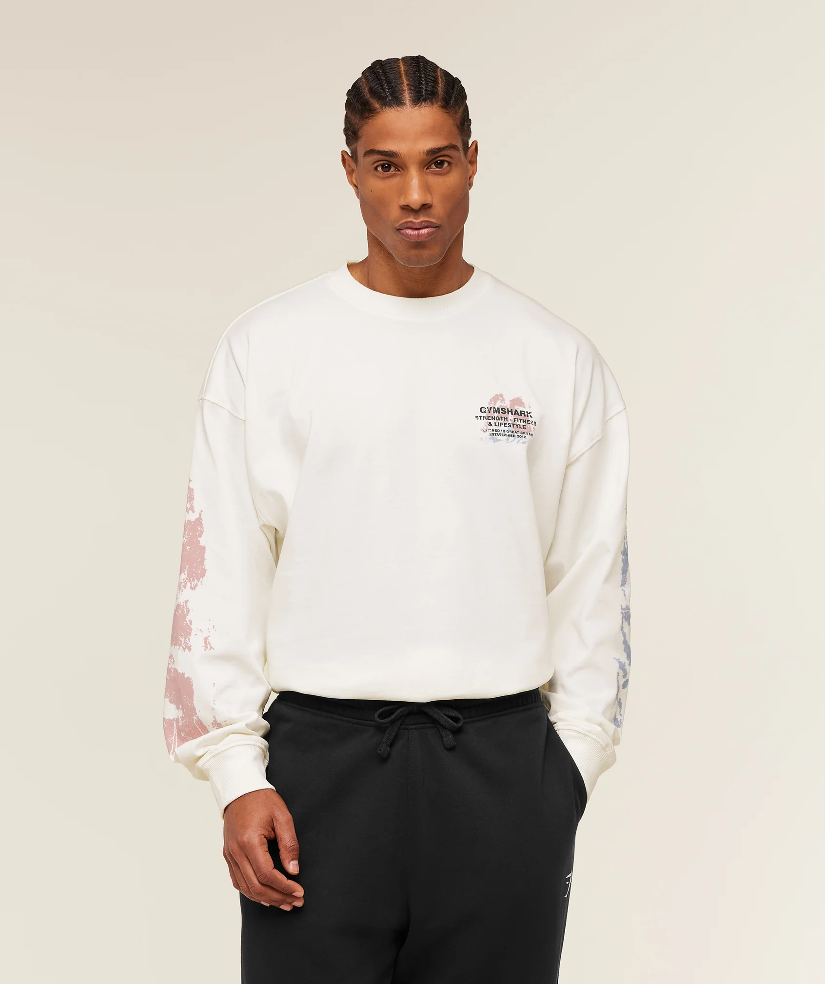 Gymshark Strength Fitness & Lifestyle Long Sleeve T-Shirt - Soft White - Image 2