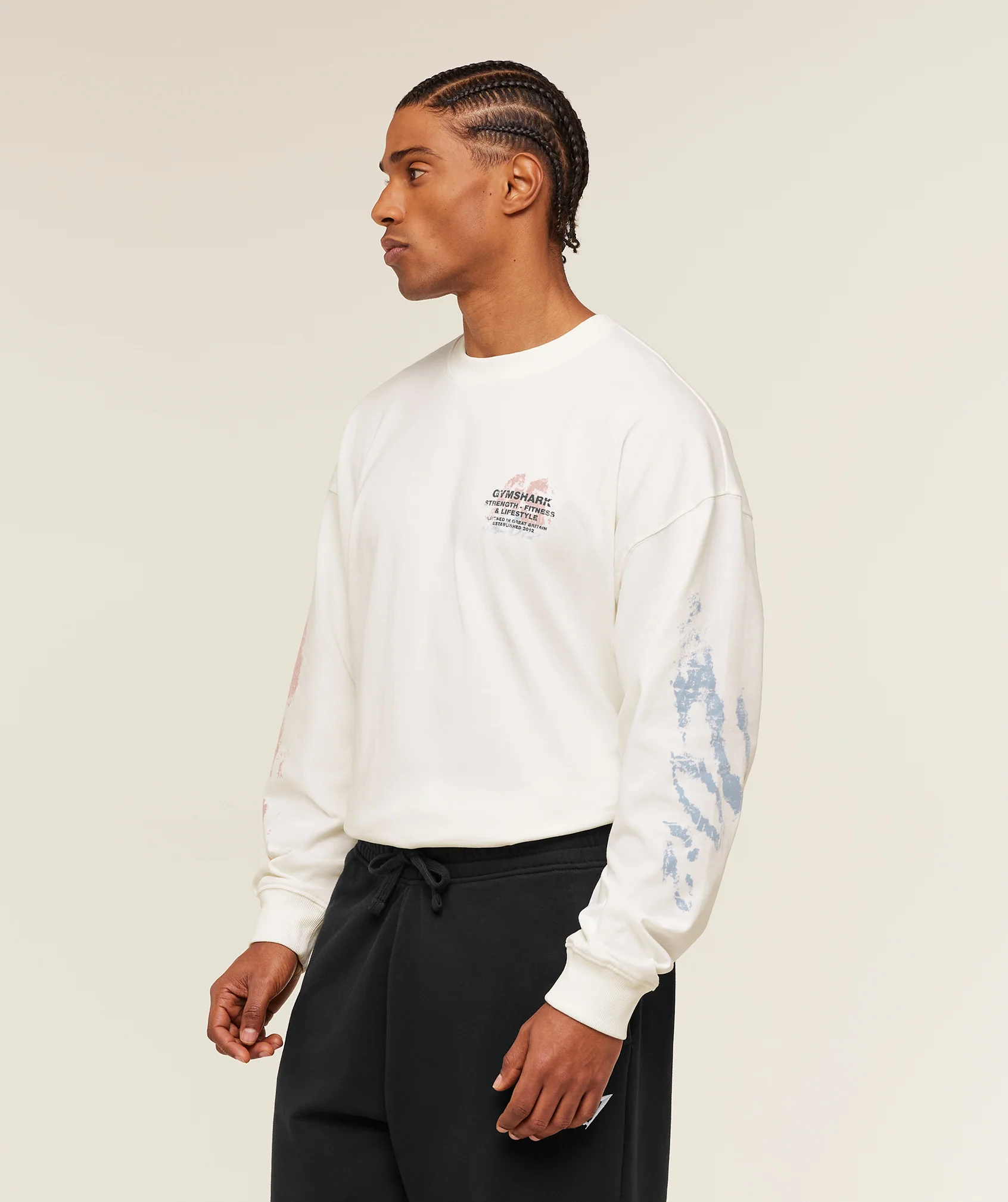 Gymshark Strength Fitness & Lifestyle Long Sleeve T-Shirt - Soft White - Image 3