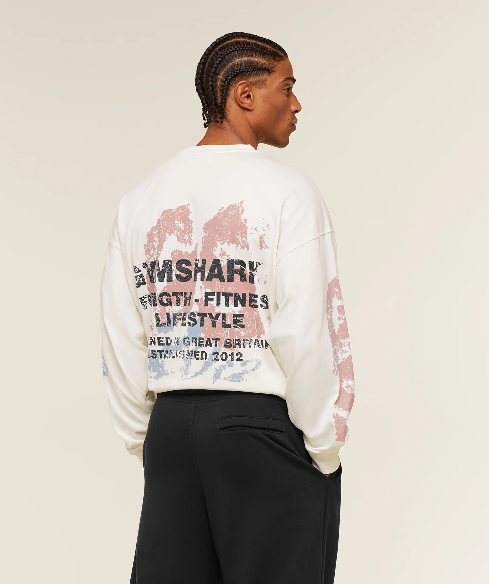 Gymshark Strength Fitness & Lifestyle Long Sleeve T-Shirt - Soft White - Image 5