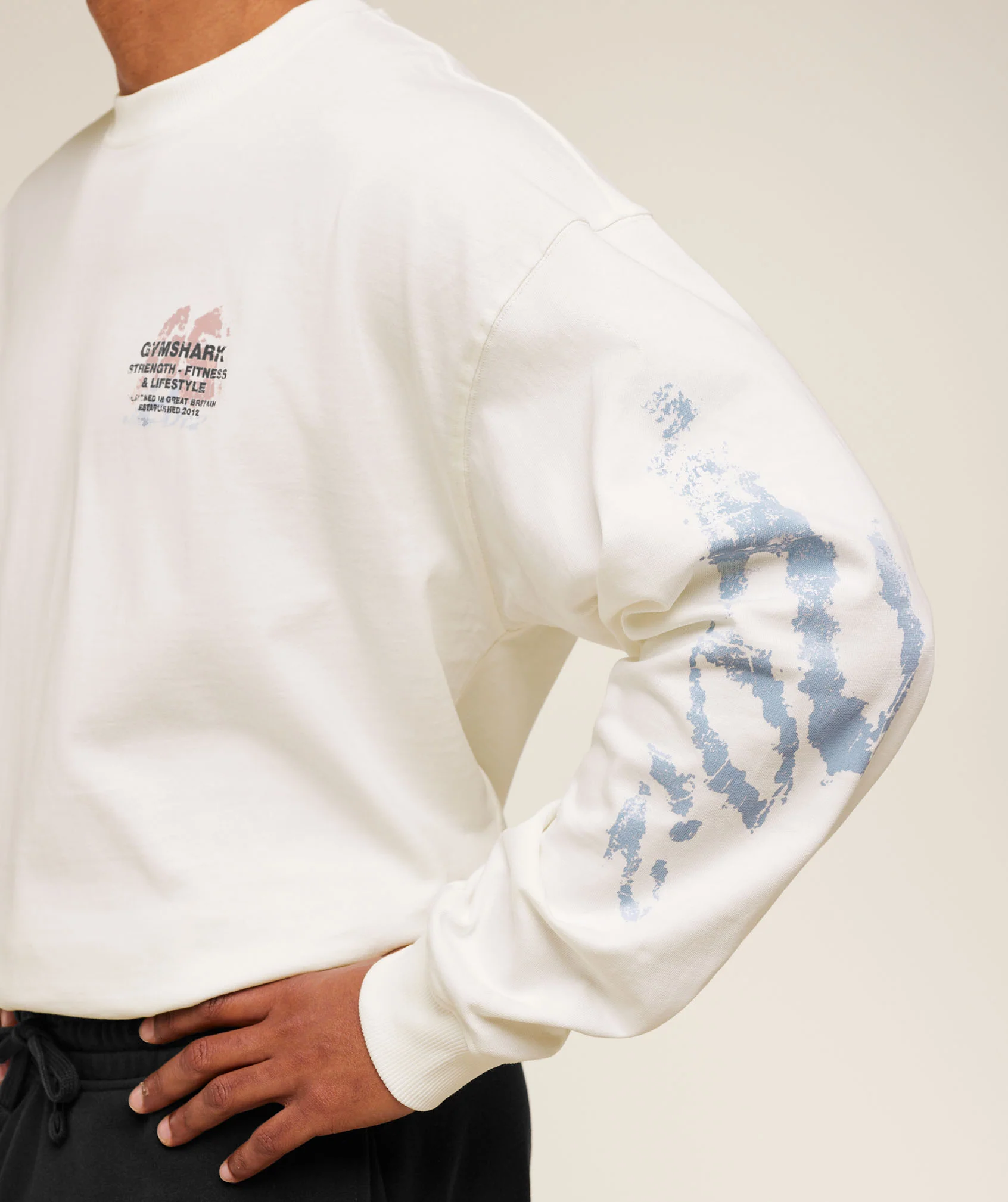 Gymshark Strength Fitness & Lifestyle Long Sleeve T-Shirt - Soft White - Image 8