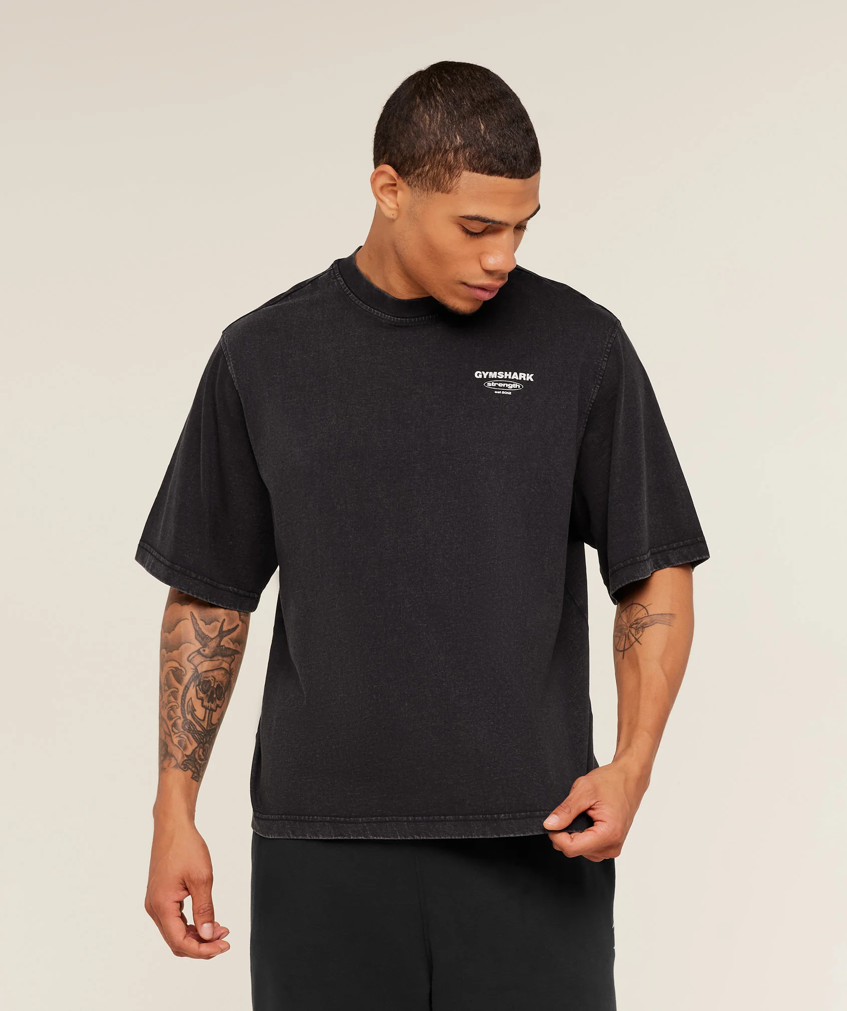 Gymshark Strength Stars Washed Graphic T-Shirt - Black - Image 3