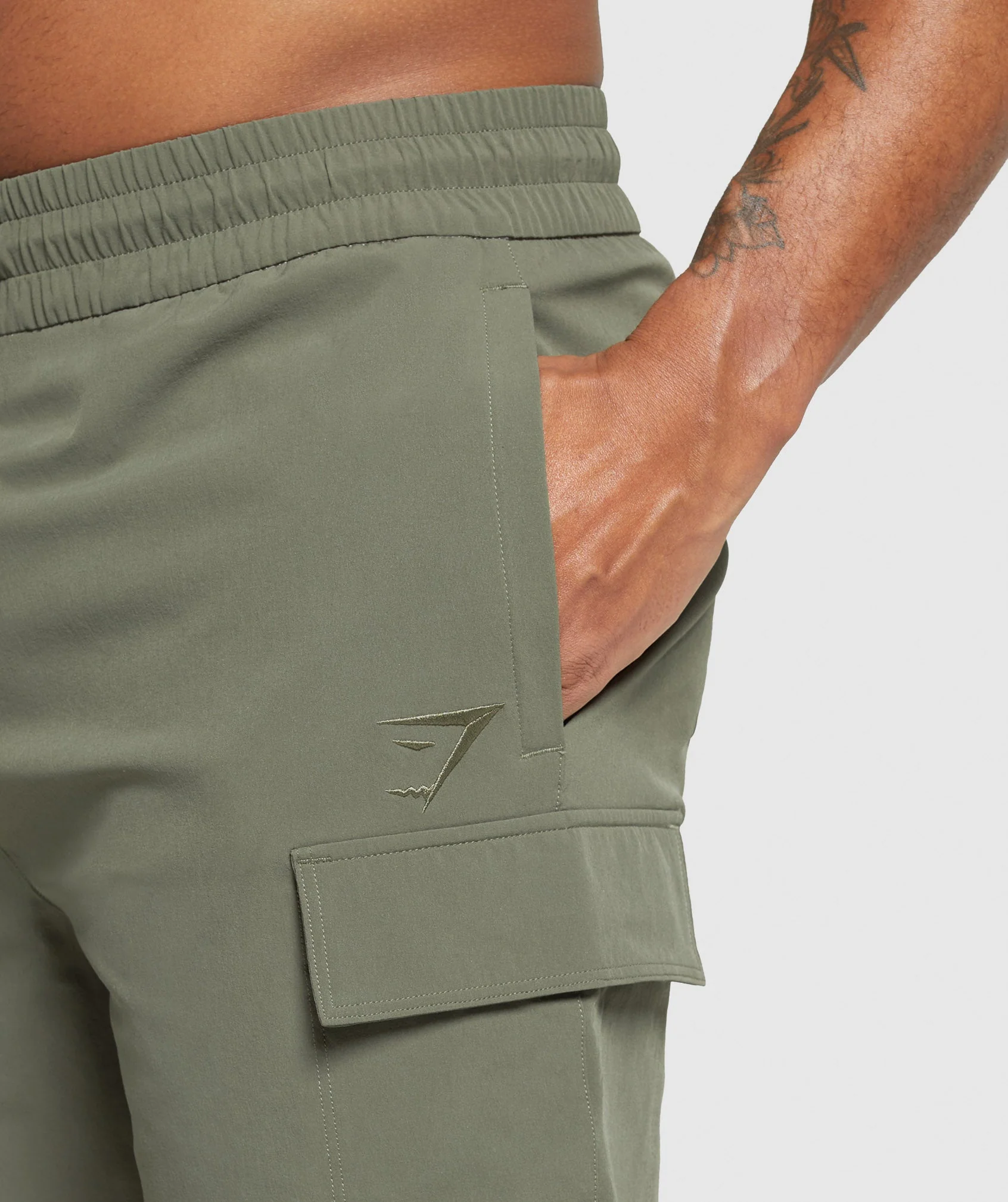 Gymshark Stretch Woven Cargo Shorts - Base Green - Image 5