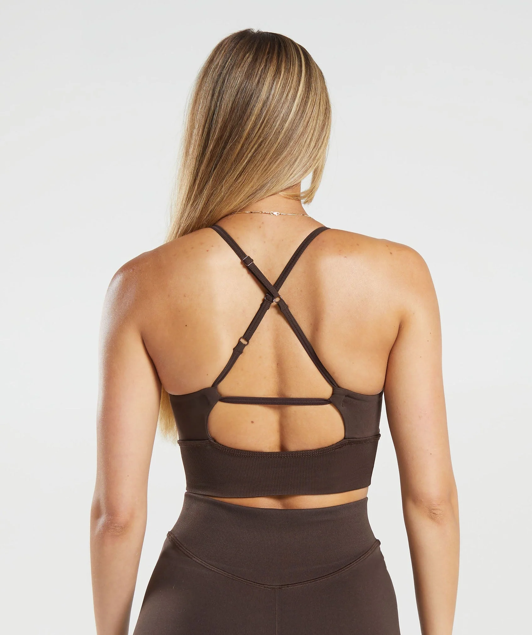Gymshark Sweat Seamless Longline Sports Bra - Shadow Brown - Image 2