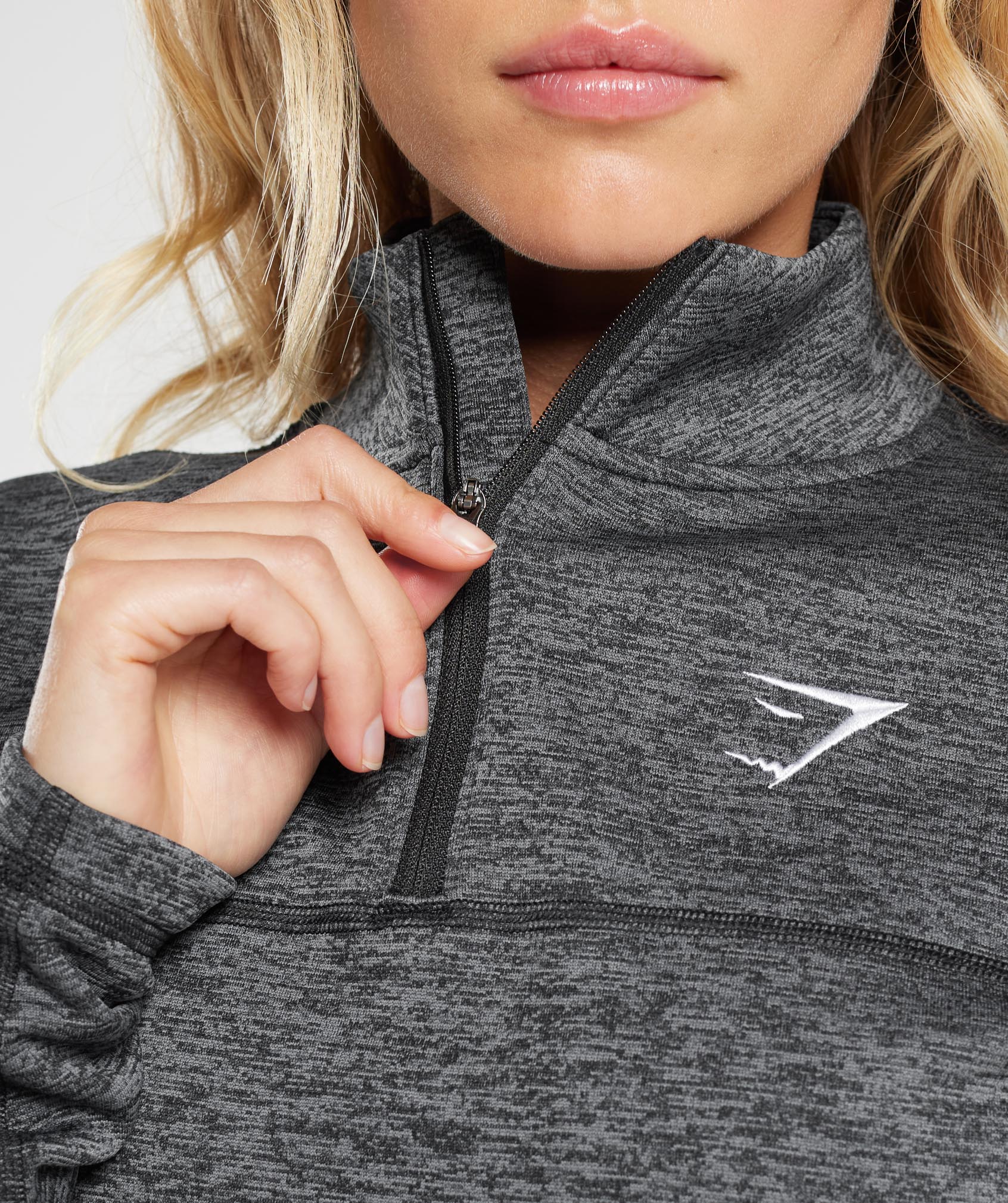 Gymshark Thermal Fleece 1/4 Zip Pullover - Black/Pitch Grey - Image 6