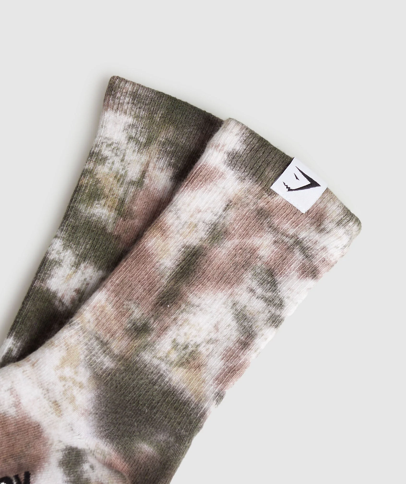 Gymshark Tie Dye Crew Socks - White/Sand Brown/Taupe Brown/Deep Olive Green - Image 2