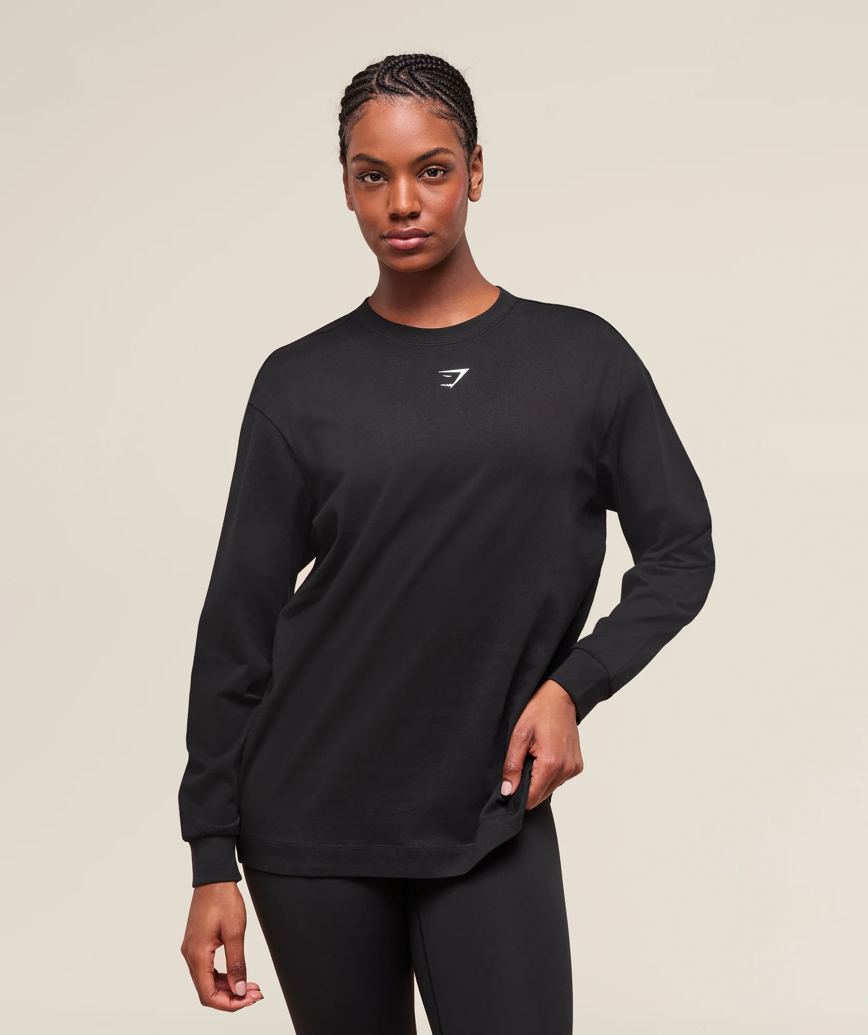 Gymshark Trace Graphic Long Sleeve Top - Black - Image 2