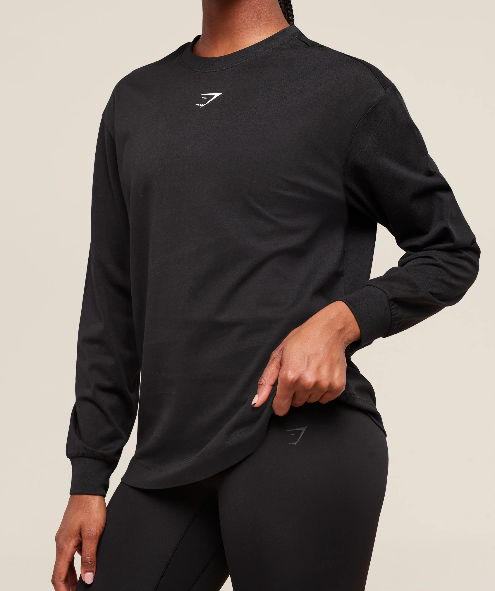 Gymshark Trace Graphic Long Sleeve Top - Black - Image 3