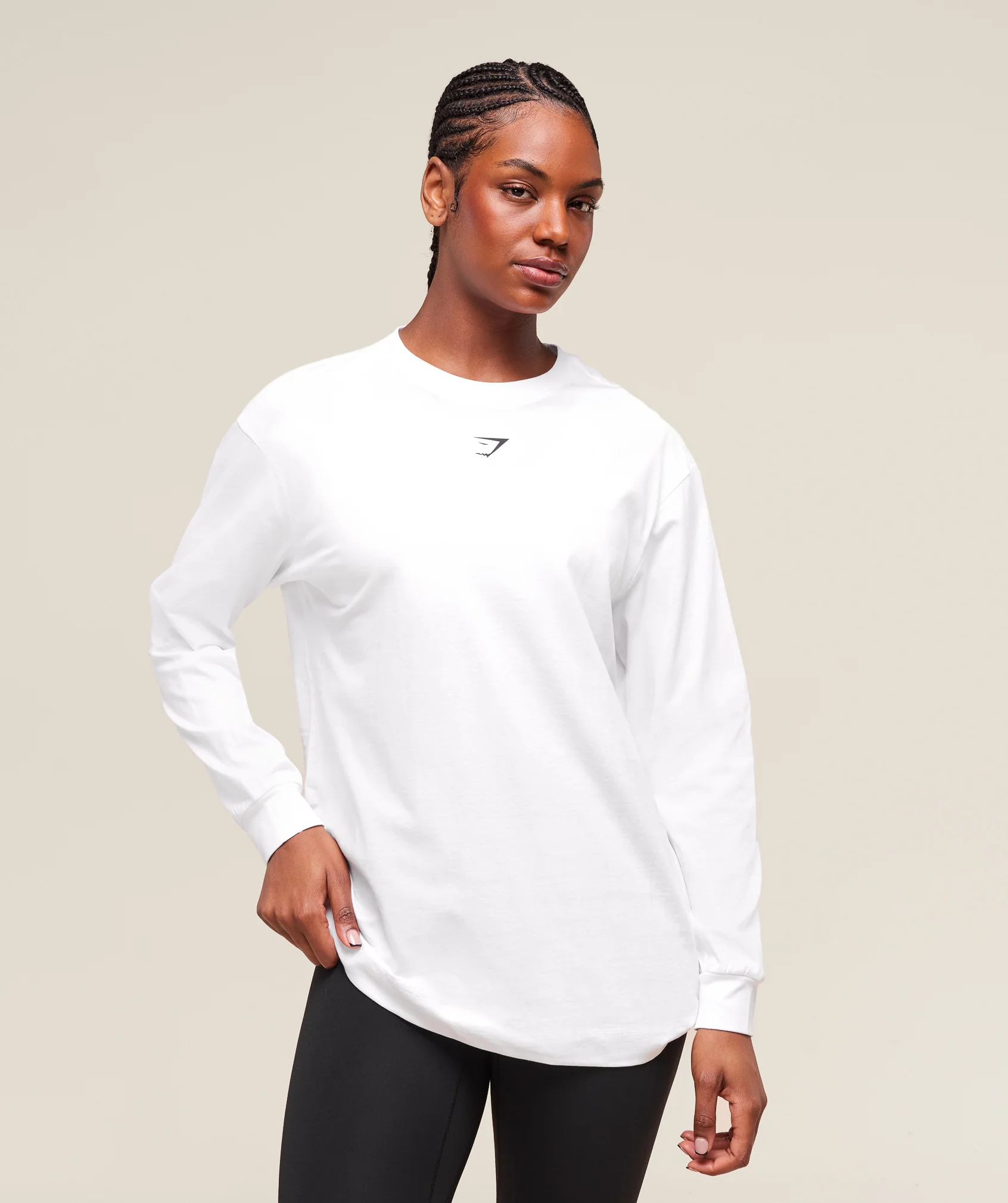 Gymshark Trace Graphic Long Sleeve Top - White - Image 2