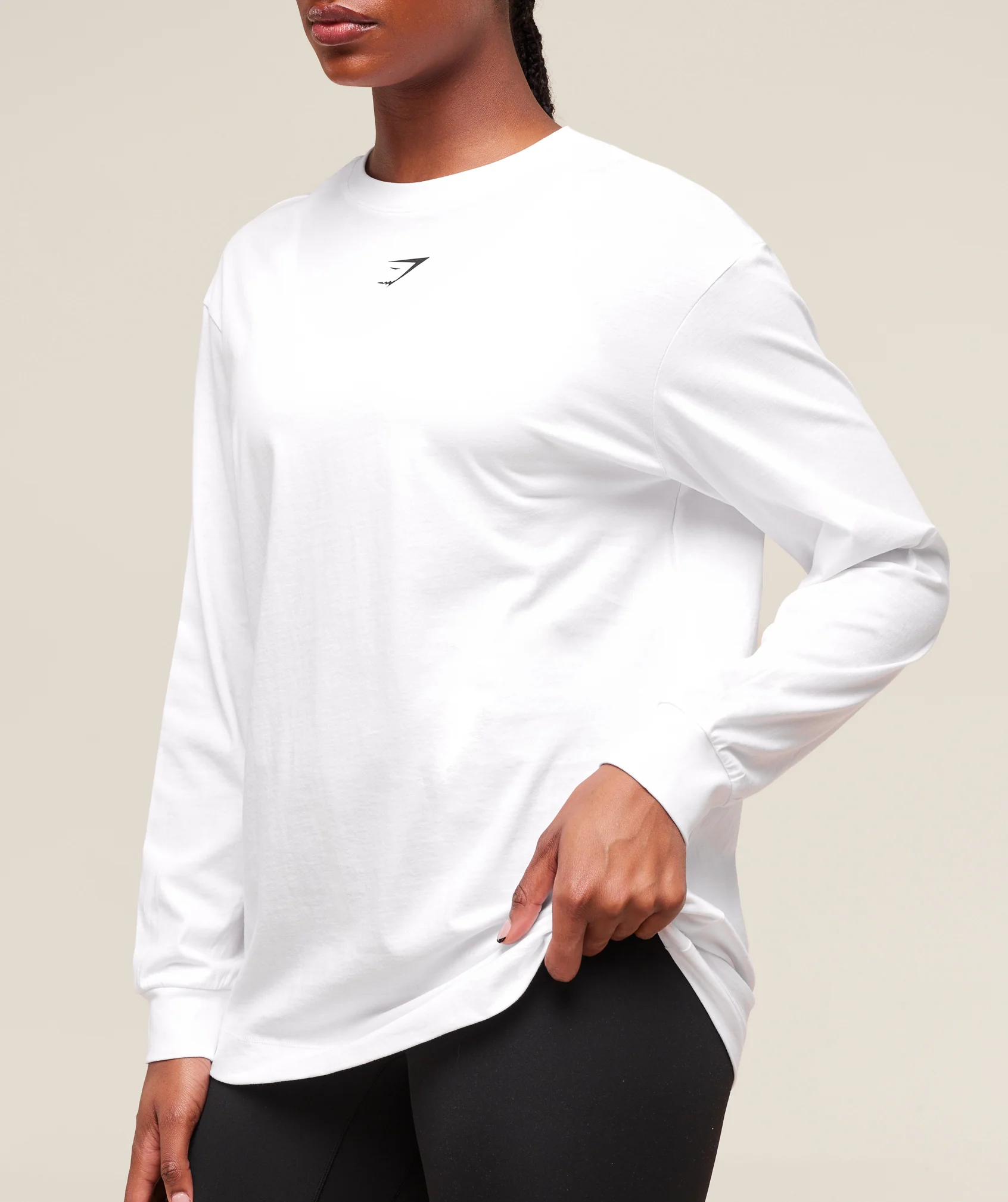 Gymshark Trace Graphic Long Sleeve Top - White - Image 3