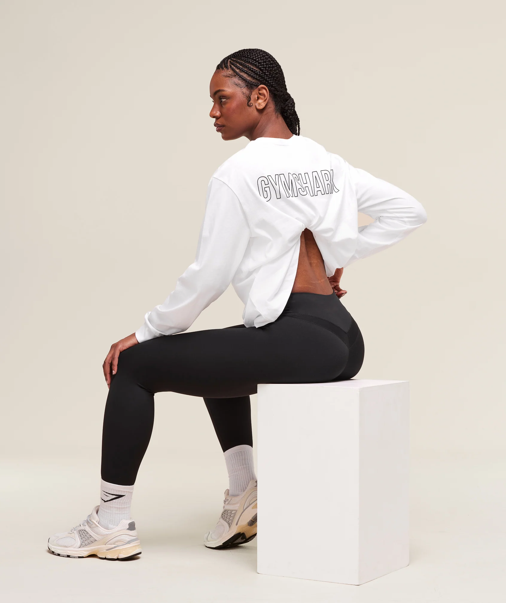 Gymshark Trace Graphic Long Sleeve Top - White - Image 4