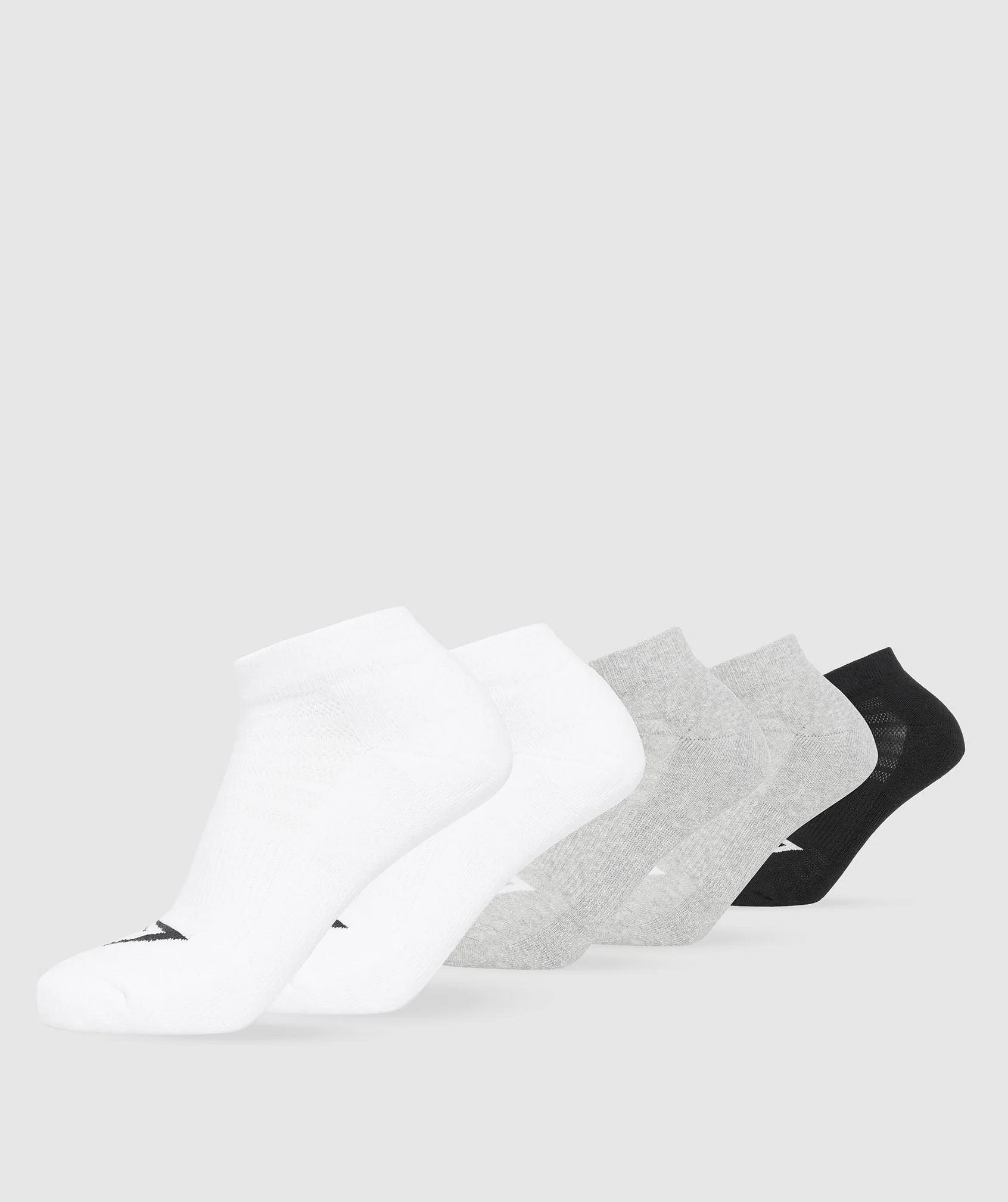 Gymshark Trainer Socks 5pk - White/Light Grey Core Marl/Black