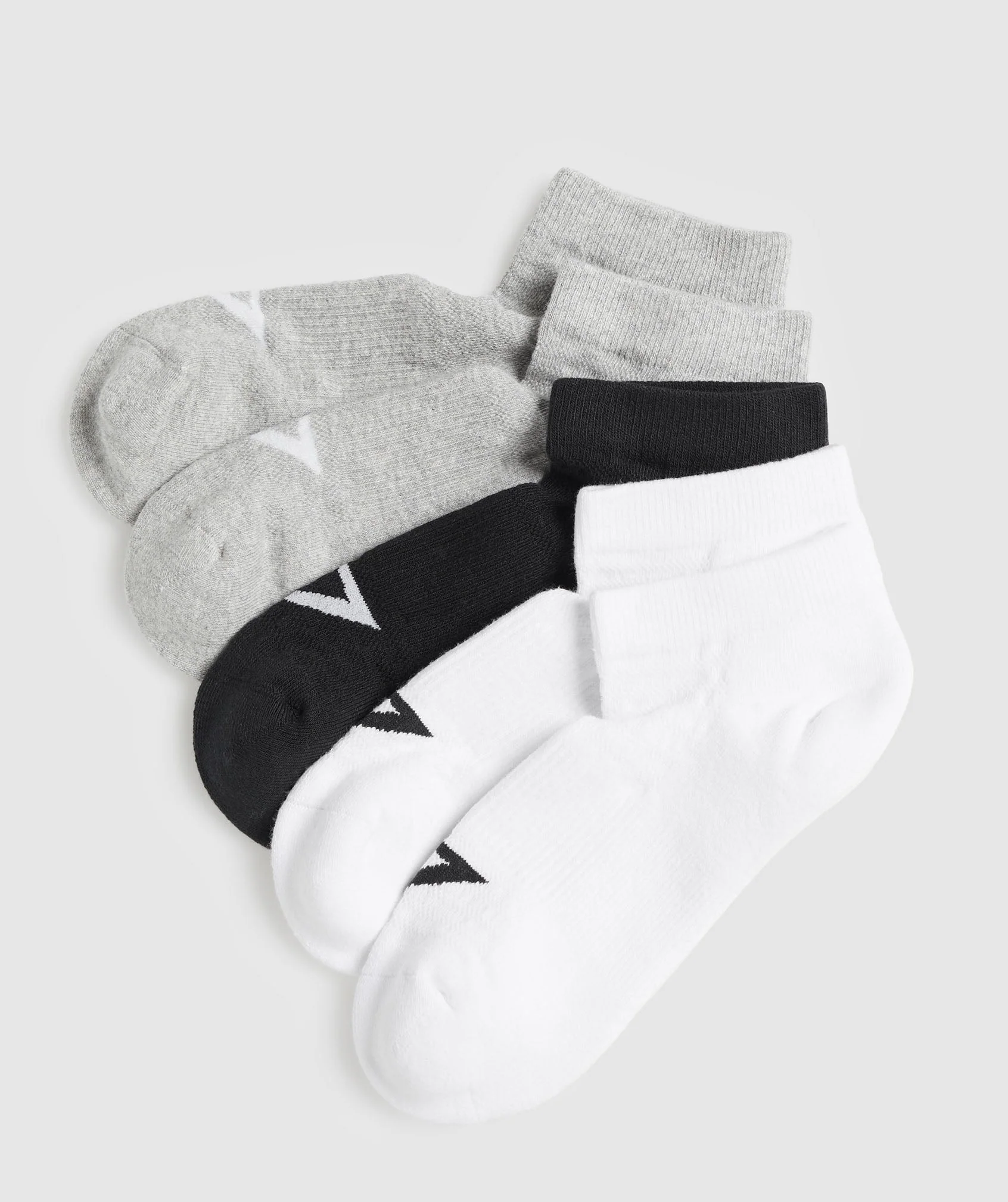 Gymshark Trainer Socks 5pk - White/Light Grey Core Marl/Black - Image 2