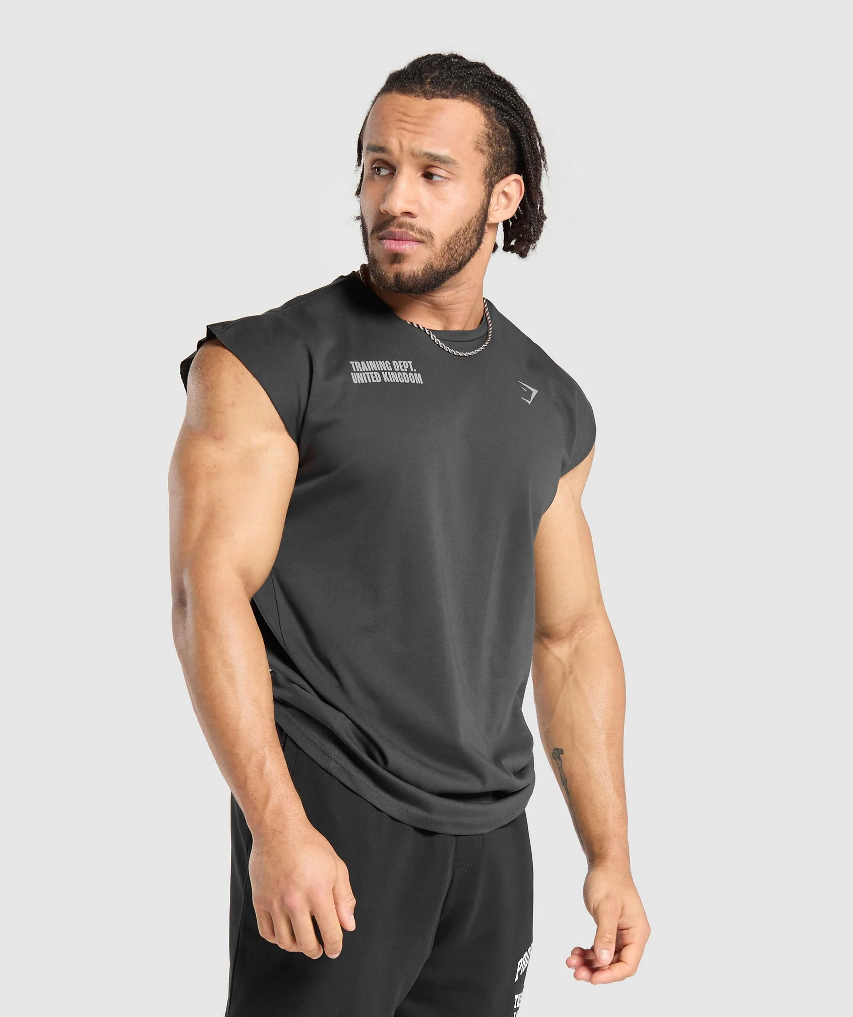 Gymshark Training Dept. UK Cut Off Tank - Asphalt Grey - Image 3