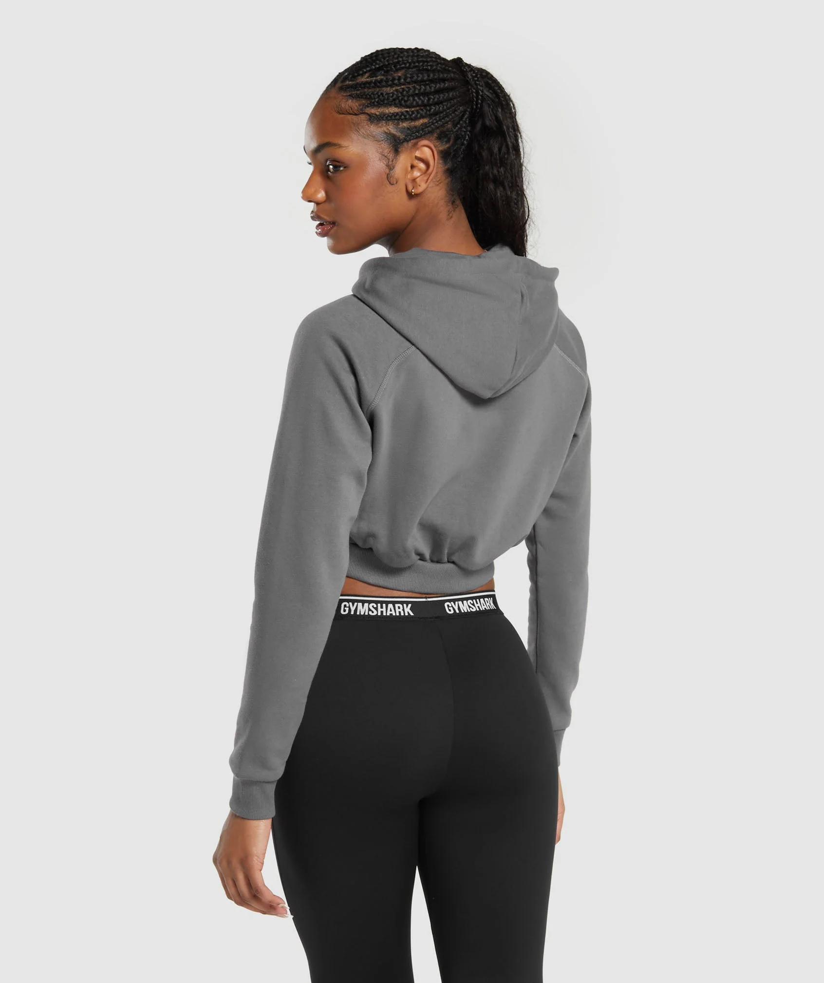 Gymshark Training Fleece Cropped Hoodie - Brushed Grey - Image 2