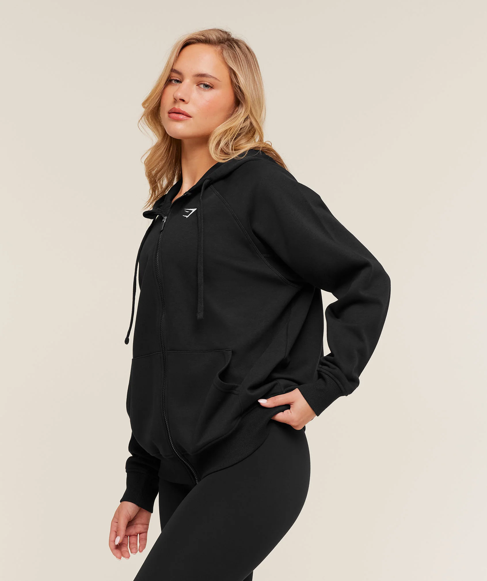 Gymshark Training Fleece Oversized Zip Hoodie - GS Black - Image 3