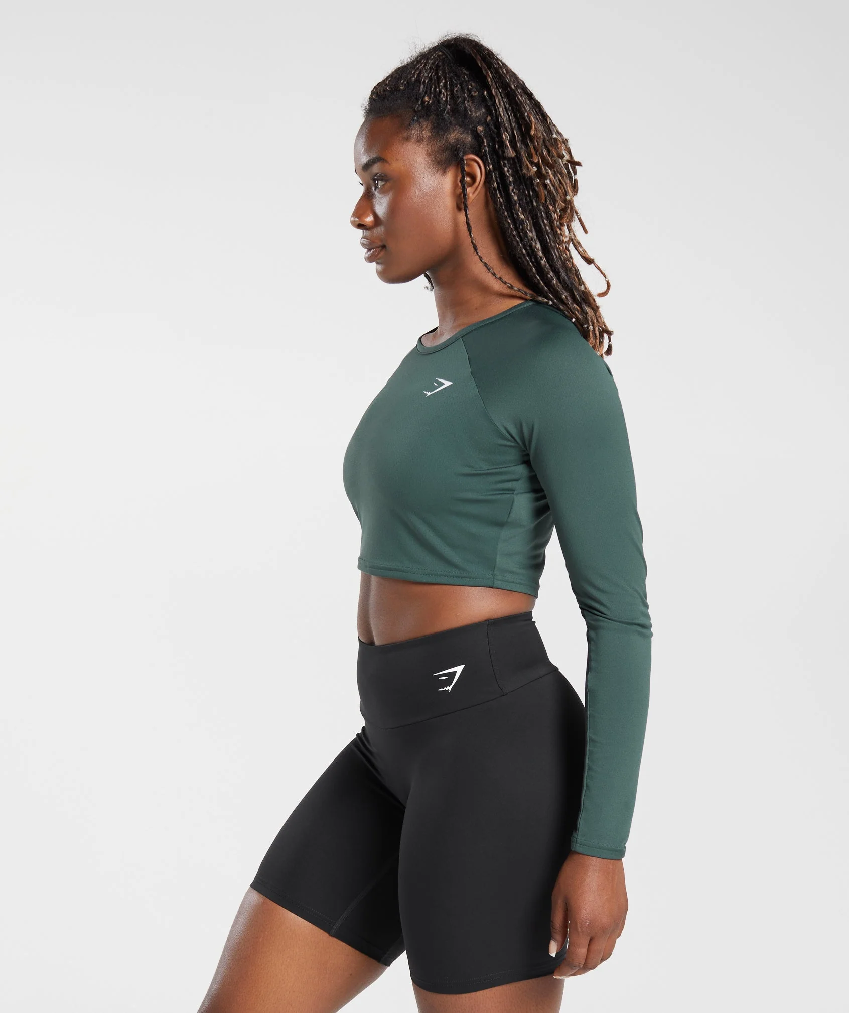 Gymshark Training Long Sleeve Crop Top - Fog Green - Image 3
