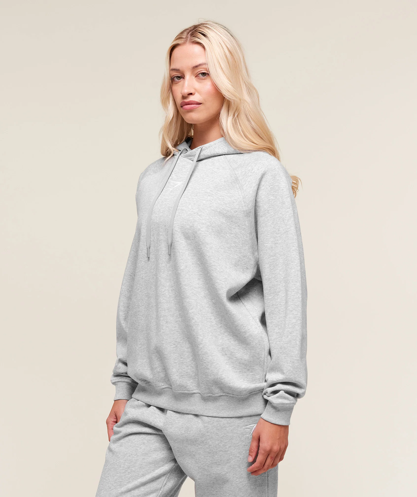 Gymshark Training Oversized Fleece Hoodie - Light Grey Core Marl - Image 3