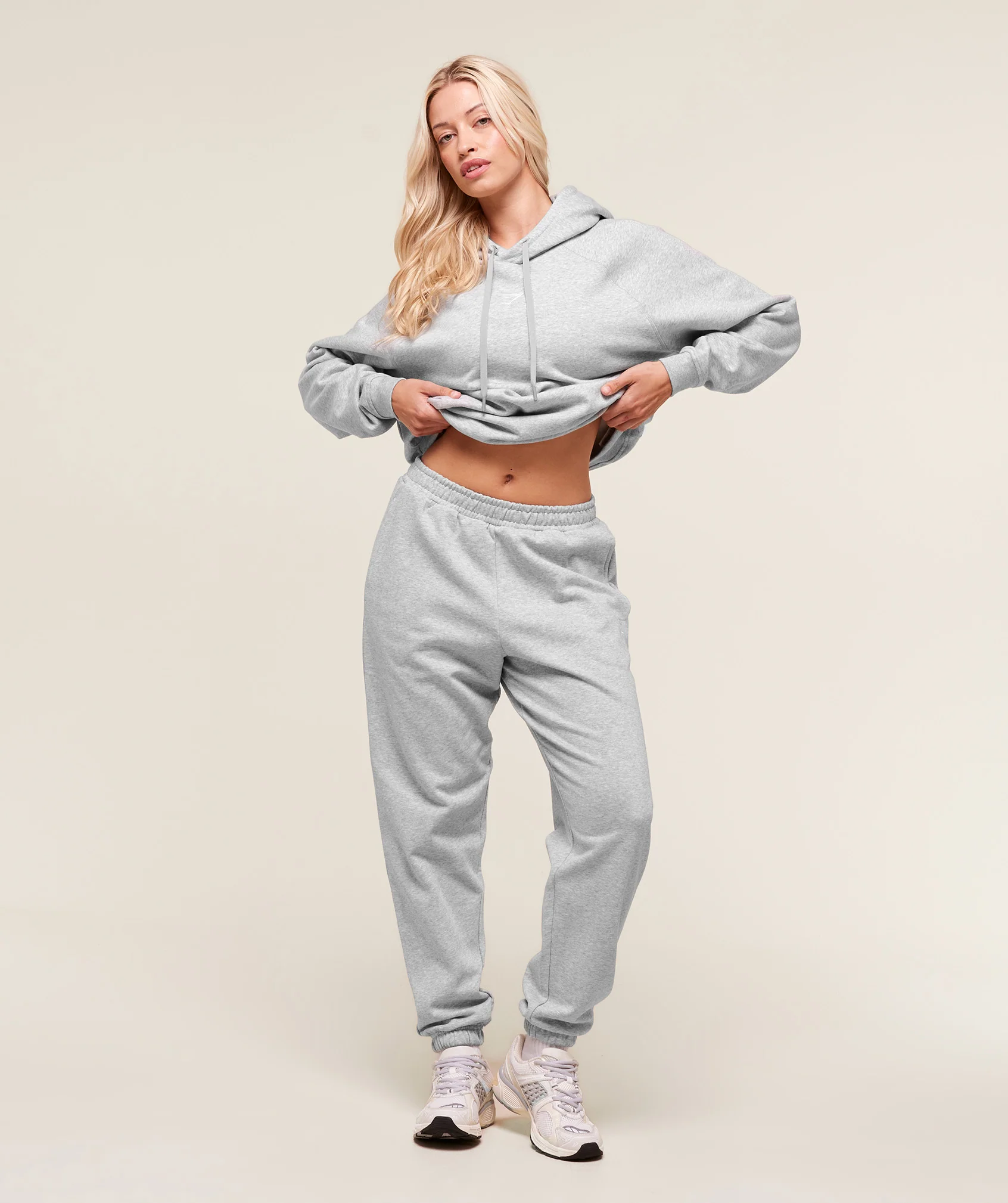Gymshark Training Oversized Fleece Hoodie - Light Grey Core Marl - Image 4