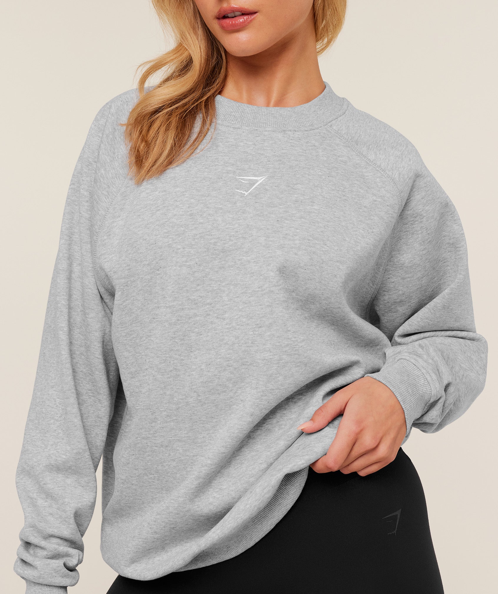 Gymshark Training Oversized Fleece Sweatshirt - Light Grey Core Marl - Image 4