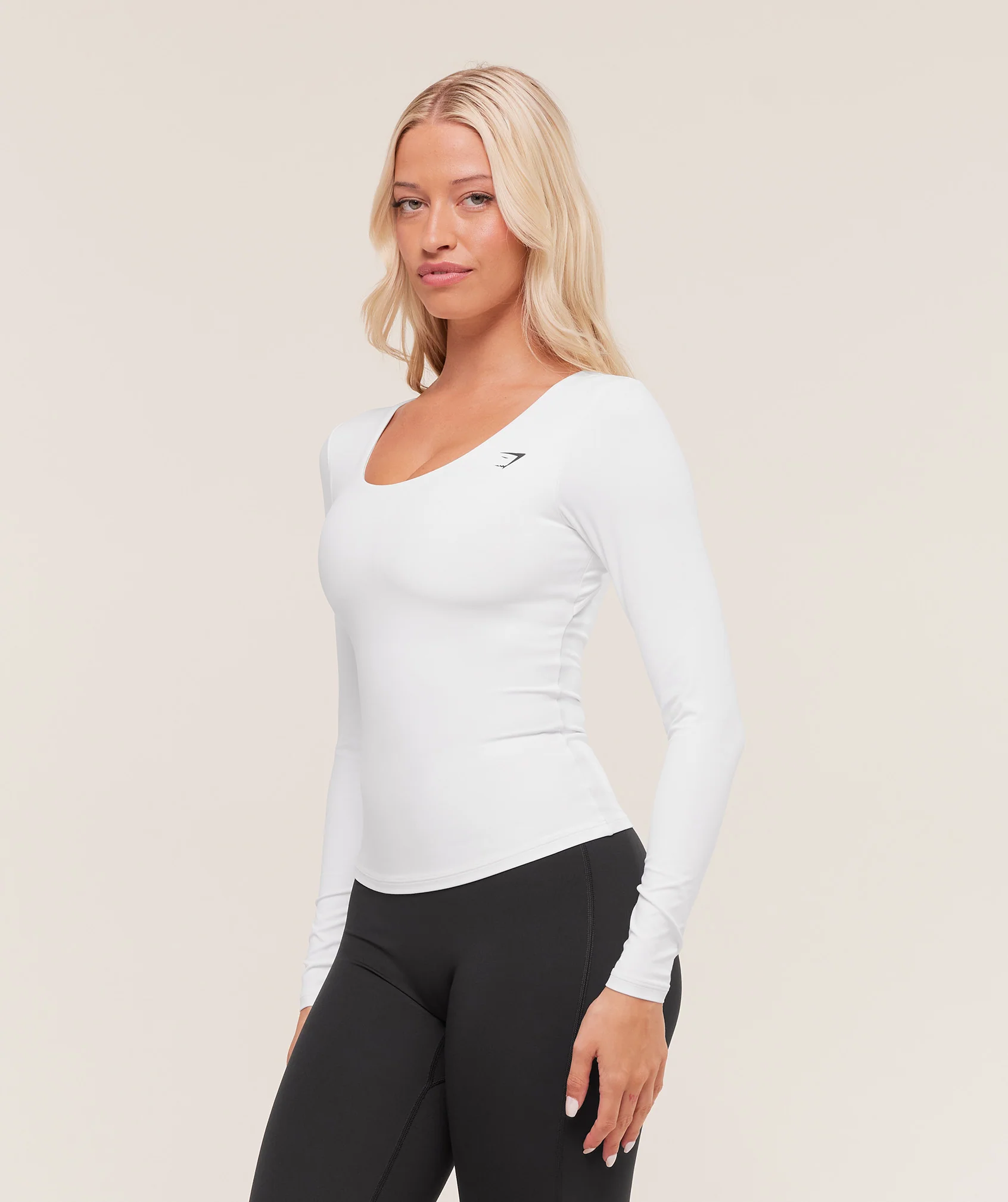 Gymshark Twist Back Long Sleeve Top - White - Image 3