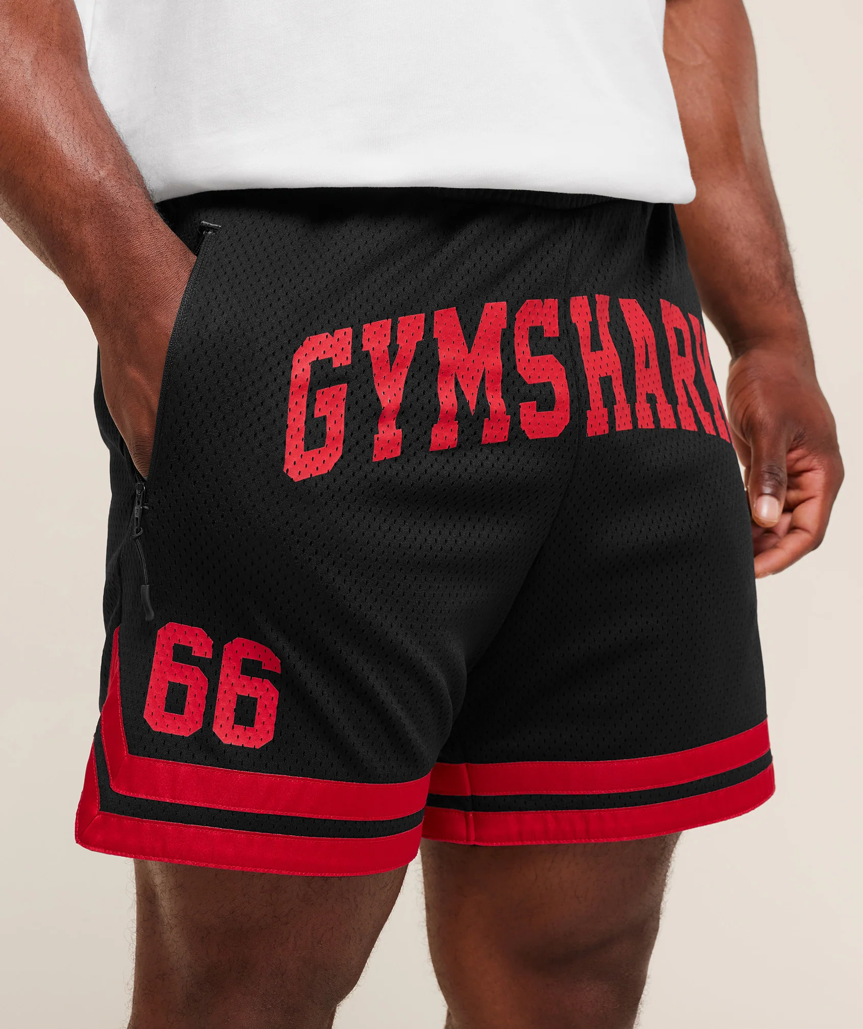 Gymshark Campus Mesh Shorts - Black/Conditioning Red - Image 5