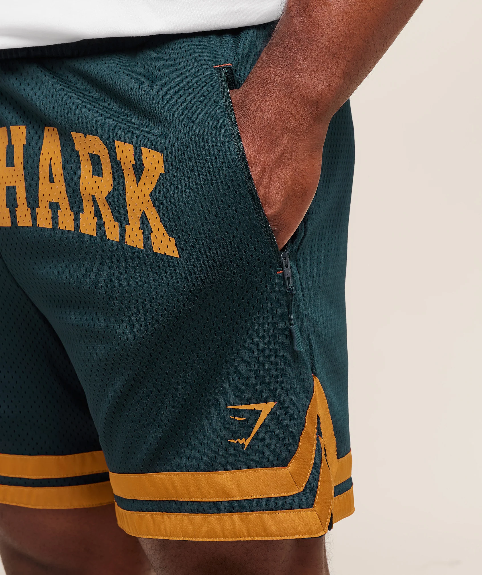Gymshark Campus Mesh Shorts - Deep Petrol Blue/Antique Gold - Image 6