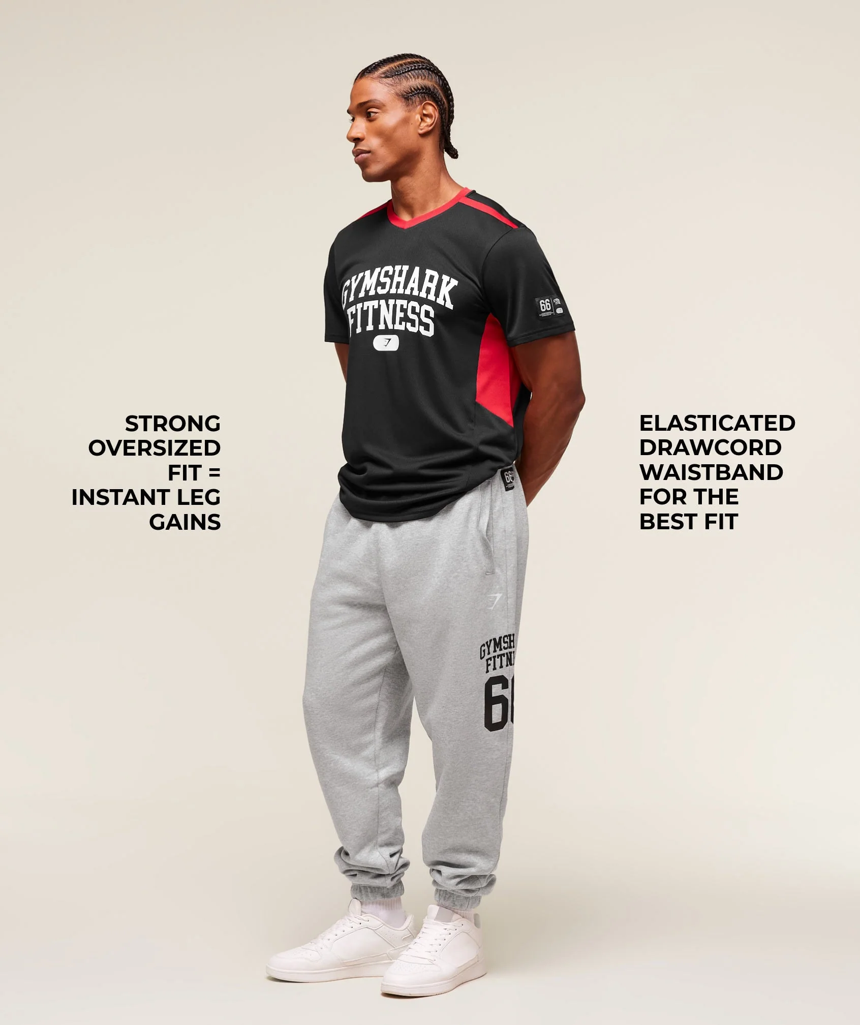 Gymshark Campus Oversized Joggers - Light Grey Core Marl - Image 2