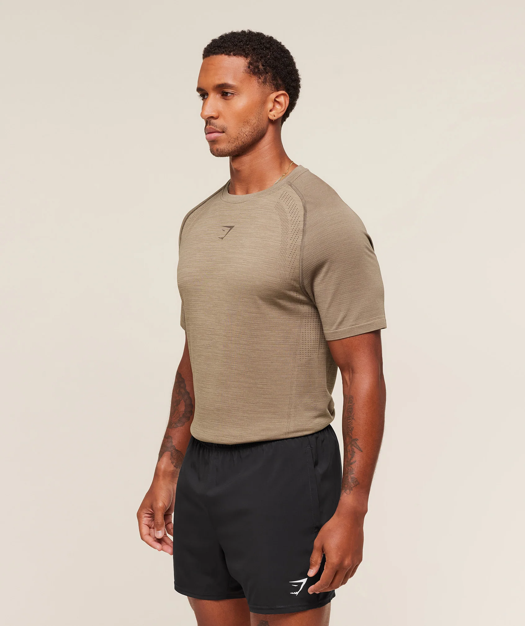 Gymshark Versatile Seamless T-Shirt - Cement Brown/Camo Brown - Image 3