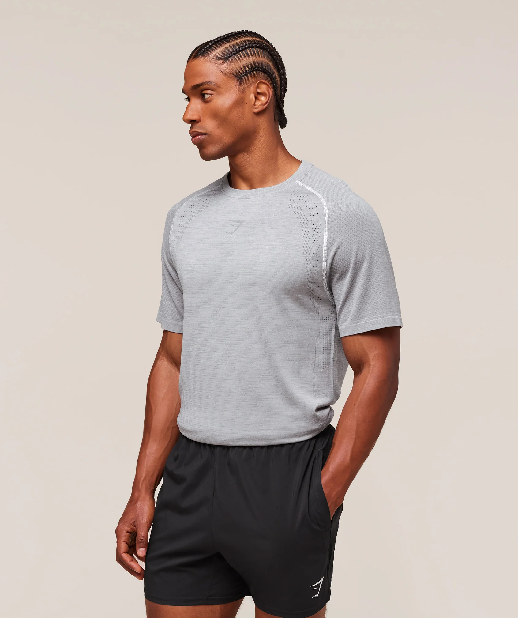 Gymshark Versatile Seamless T-Shirt - Light Grey/Smokey Grey - Image 7
