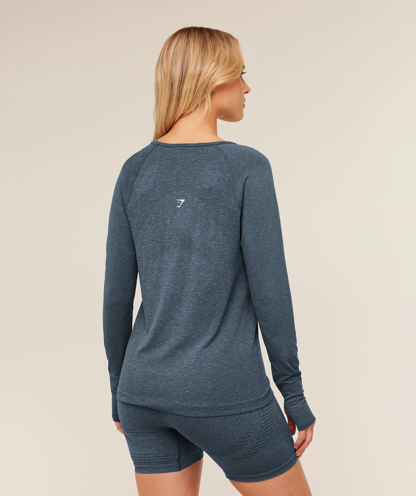 Gymshark Vital Seamless Light Long Sleeve Top - GS Stealth Blue/ Marl - Image 2