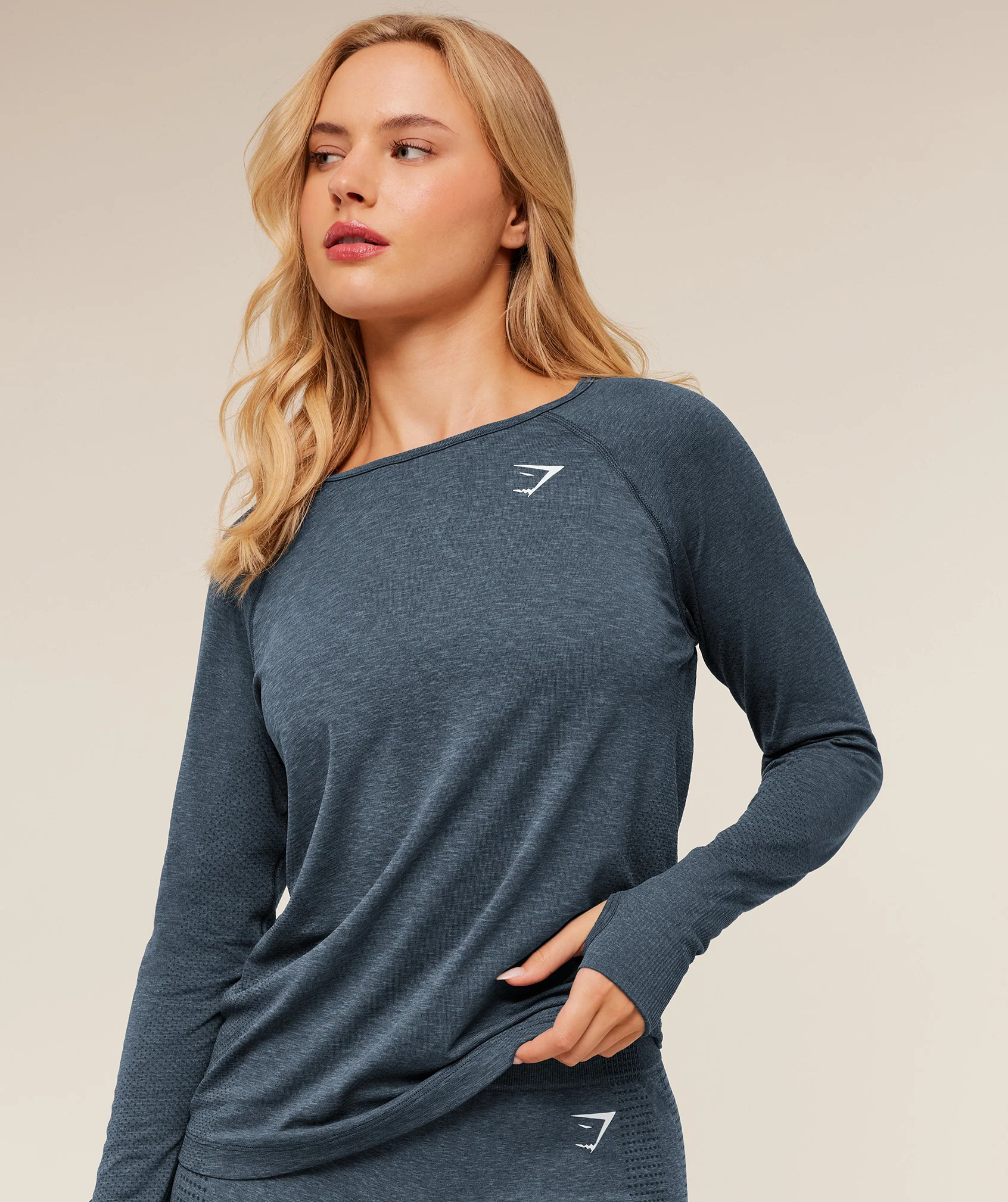 Gymshark Vital Seamless Light Long Sleeve Top - GS Stealth Blue/ Marl - Image 6