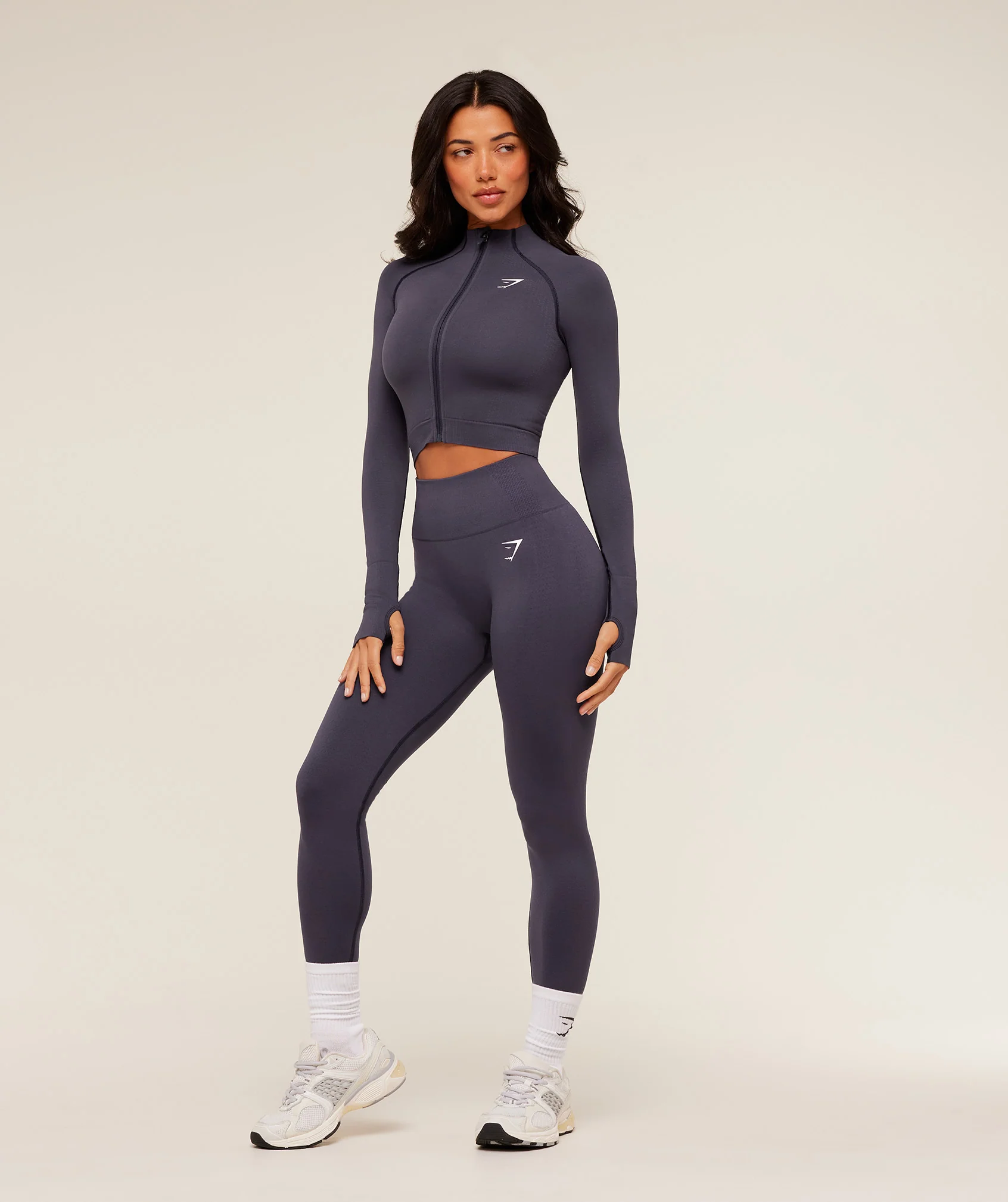 Gymshark Vital Seamless Midi Zip 2.0 Pullover - Midnight Purple/Marl - Image 4