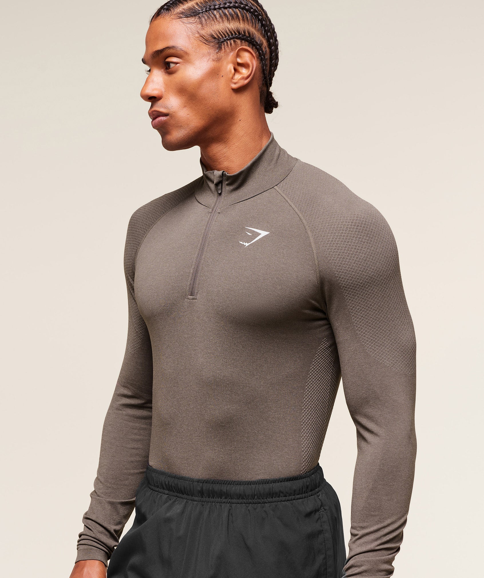 Gymshark Vital 1/4 Zip - Camo Brown/Linen Brown - Image 3