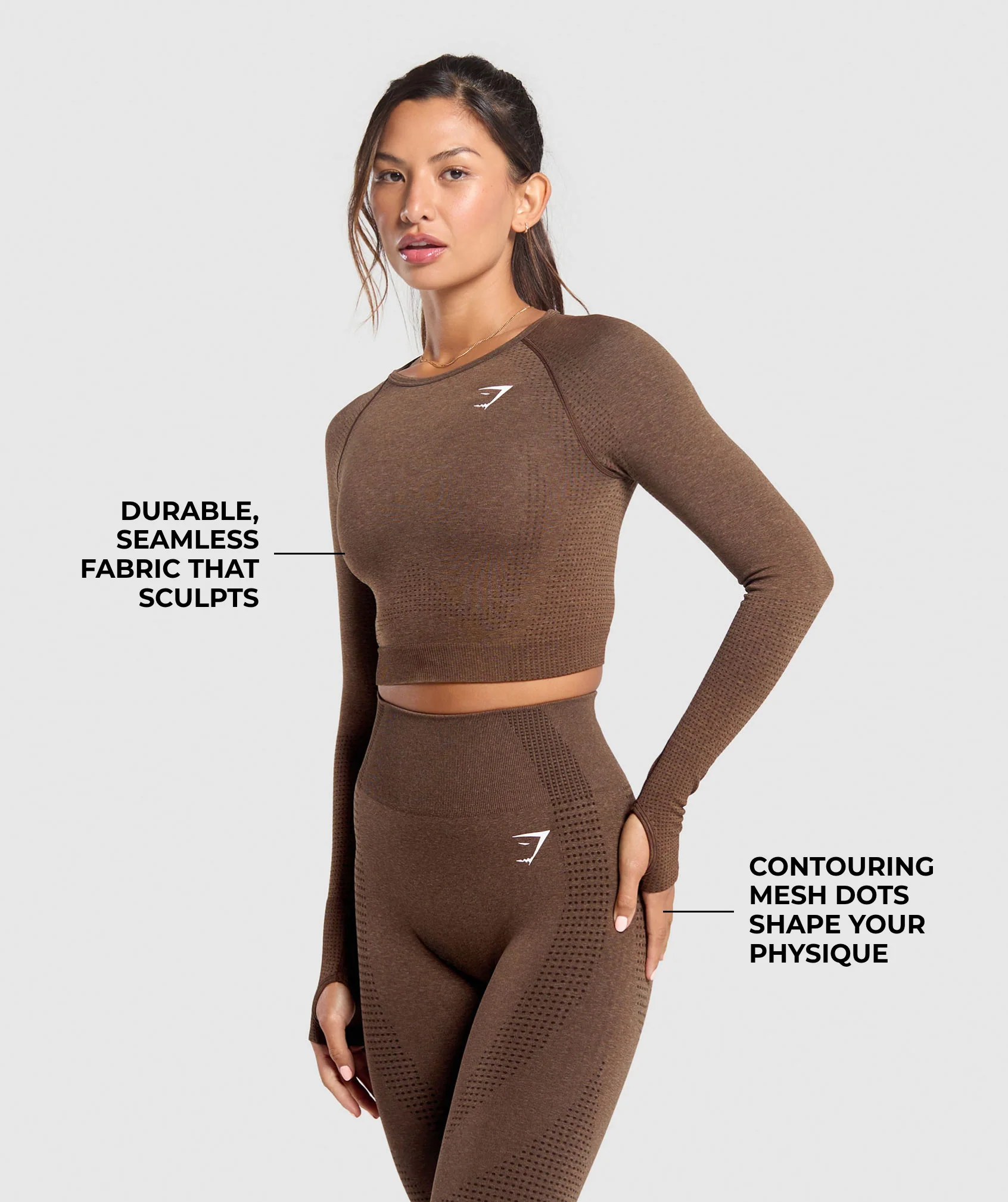 Gymshark Vital Crop Top - Espresso Marl - Image 2
