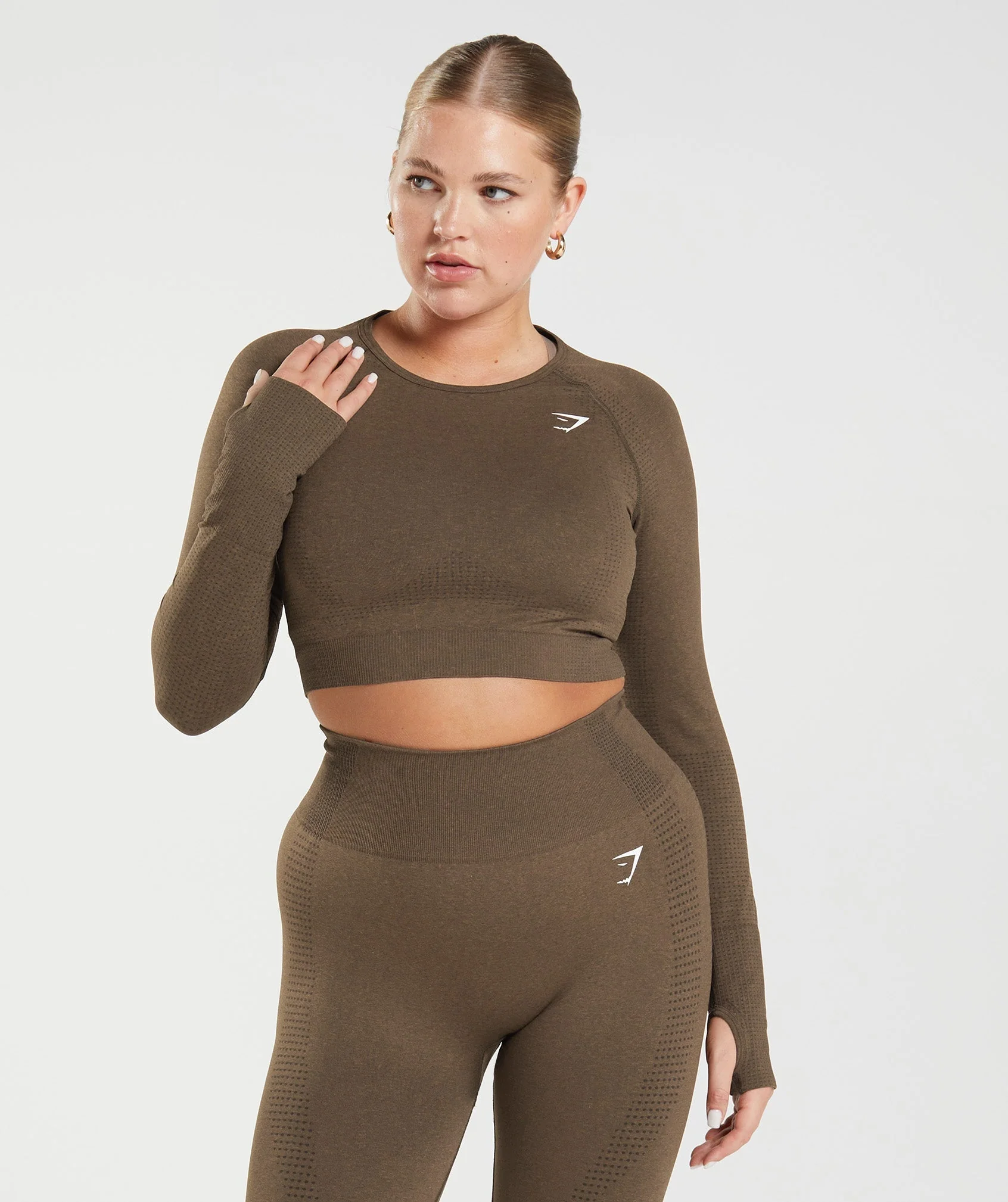 Gymshark Vital Crop Top - Espresso Marl - Image 3
