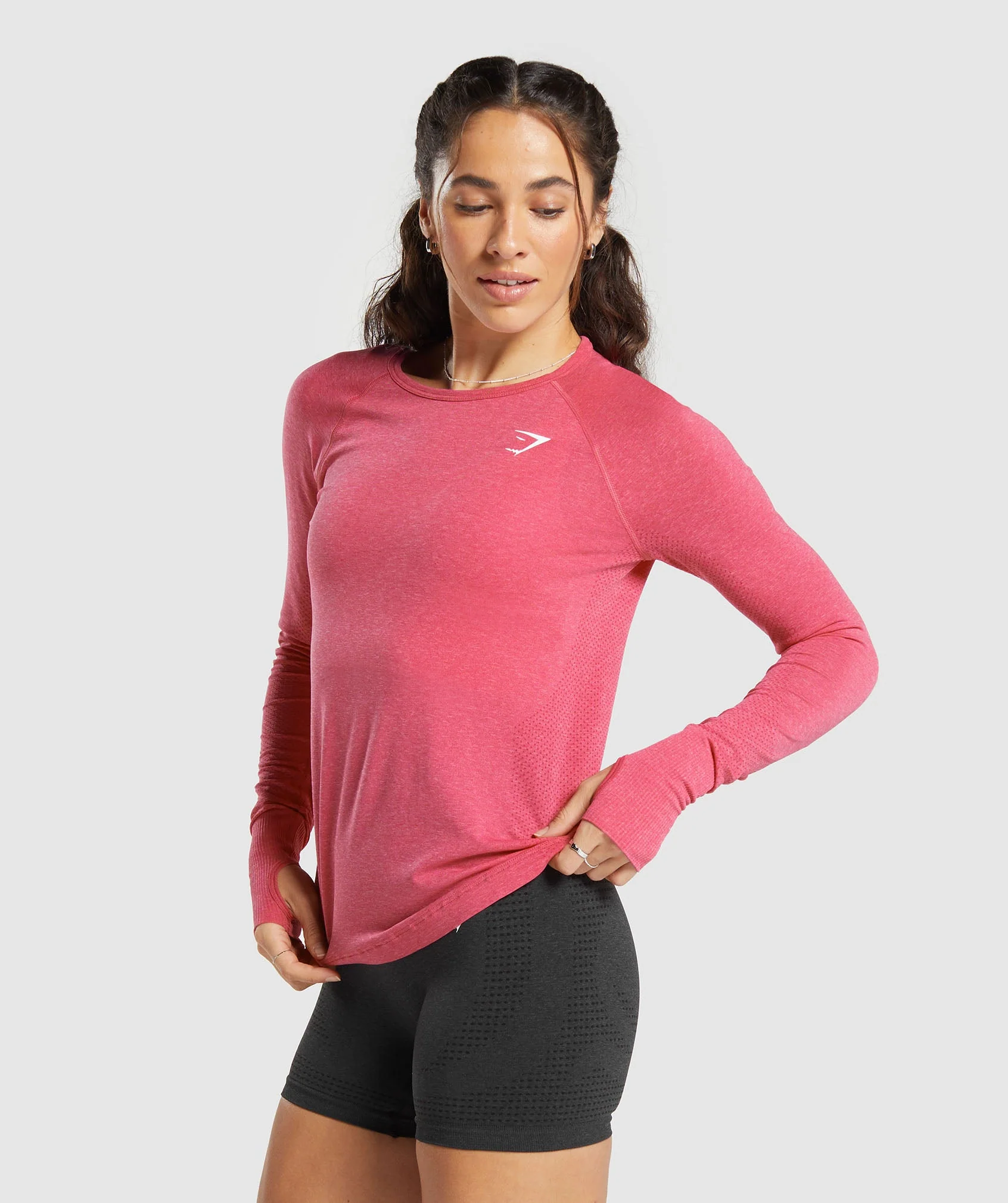 Gymshark Vital Light Long Sleeve Top - Bright Fuchsia Marl - Image 3