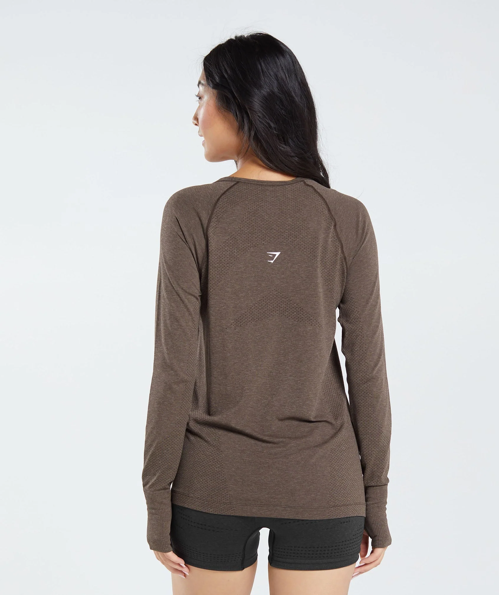 Gymshark Vital Seamless Light Long Sleeve Top - Brown Marl - Image 2